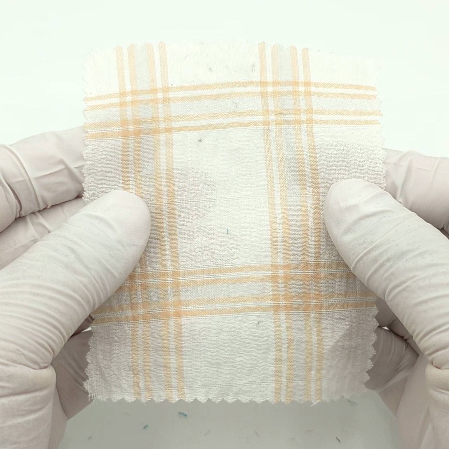 1.Peach Beige-2.Chartreuse Green-3.Tomato Red-Swatch - Check Textured Cotton Span Woven Fabric - FAB 1830