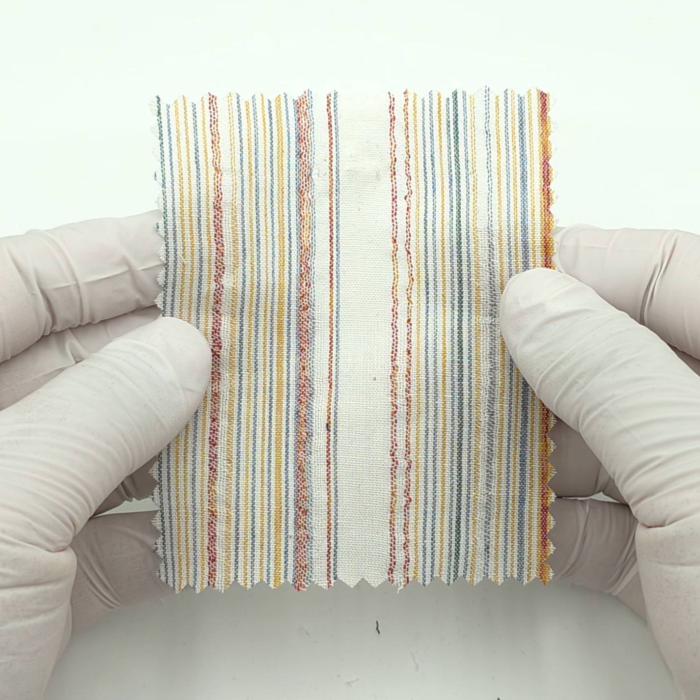 1.White-2.Rose Pink-3.Ash Gray-Swatch - Multi Color Striped Textured Cotton Poly Woven Fabric - FAB 1827