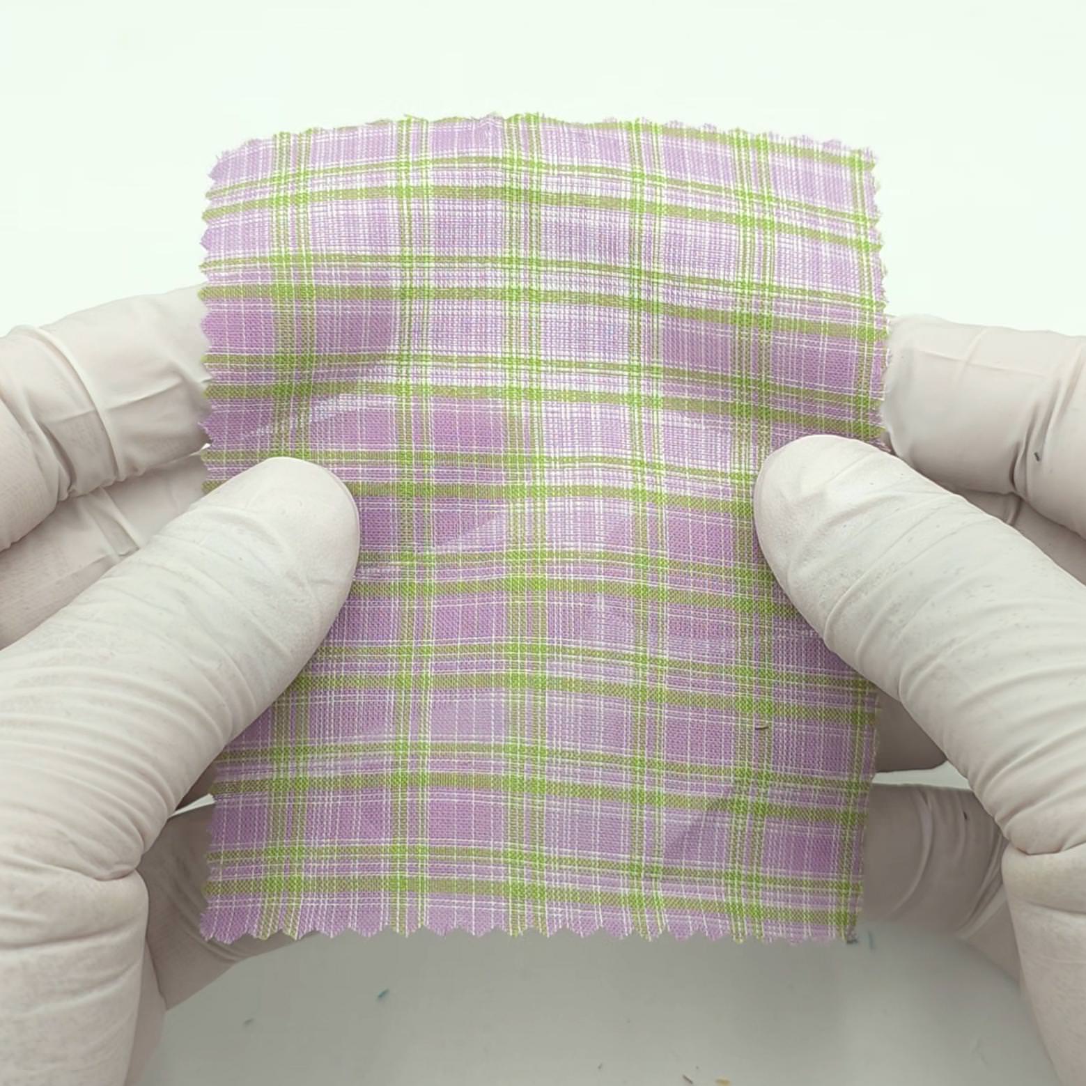 1.Lime Green-2.Periwinkle Blue-3.Baby Pink-4.Apricot-5.Spring Green - Washing Check Cotton Poly Woven Fabric - FAB 1831