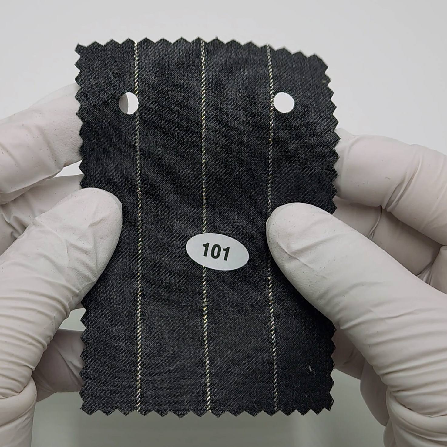 1.Charcoal-2.Navy-3.Dark Navy-4.White-5.Black - 20 mm Pin Stripe Spandex Polyester Metallic Rayon Woven Fabric - FAB 1751