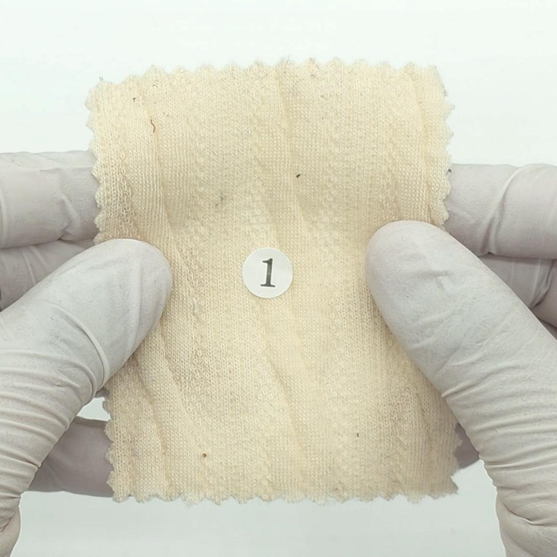 1: Pale Beige-2: Dusty Pink-3: Light Blue-4: Sage Green-5: Warm Gray - Cable Jacquard Poly Span Knit Fabric - FAB 1857