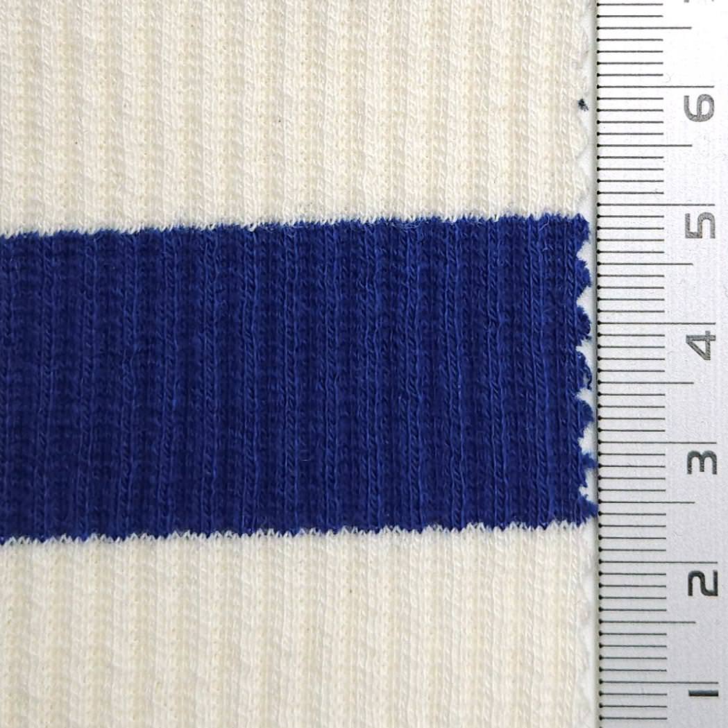 1.White/Black-2.White/Navy-3.White/Red-4.White/Blue-5.White/Blue - 1 Inch Stripe Rib Cotton Spandex Knit Fabric - FAB 1608