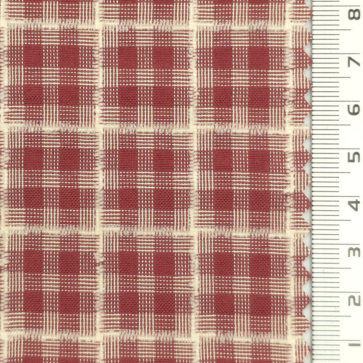 1: Dark Charcoal-2: Peach-3: Mustard Yellow-4: Golden Brown-5: Tan - Textured Lightweight Embroidered Plaid Poly Cotton Shirting Woven Fabric - FAB 1935