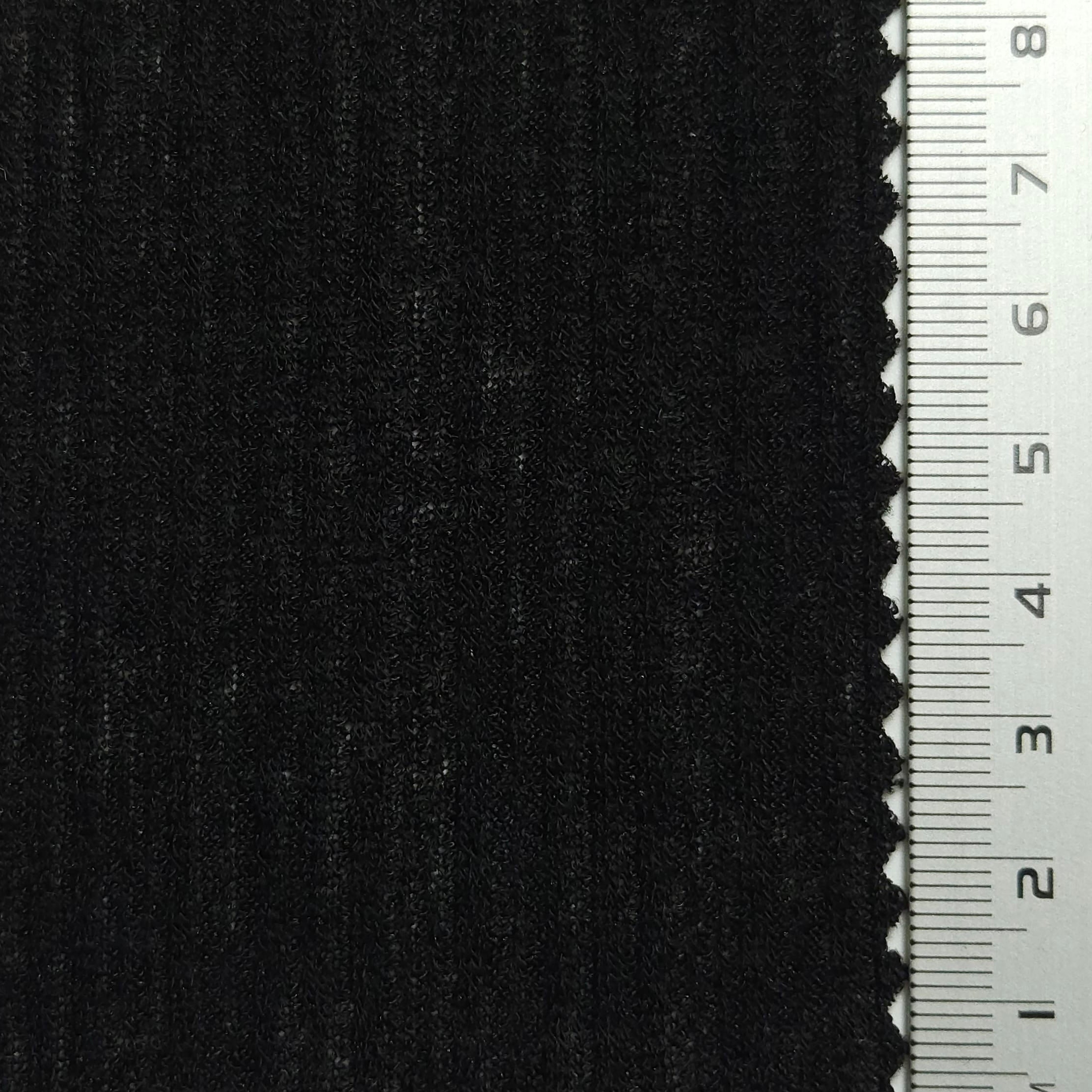 Solid Rib Polyester Spandex Knit Fabric - FAB 1545 - 10.Black