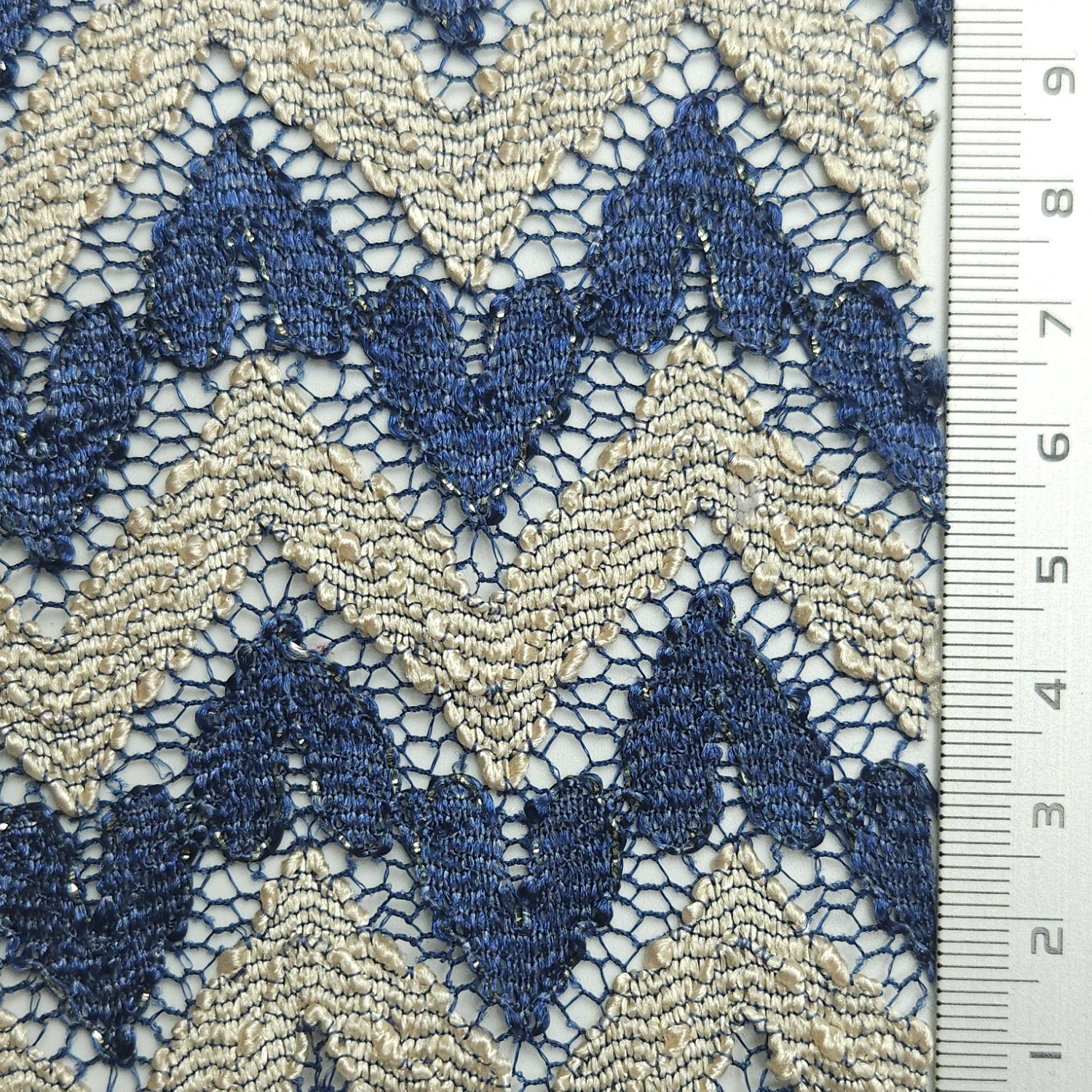 Solid Chevron Lace Polyester Nylon Spandex Knit Fabric - FAB 1581 - 10.Facebook Blue
