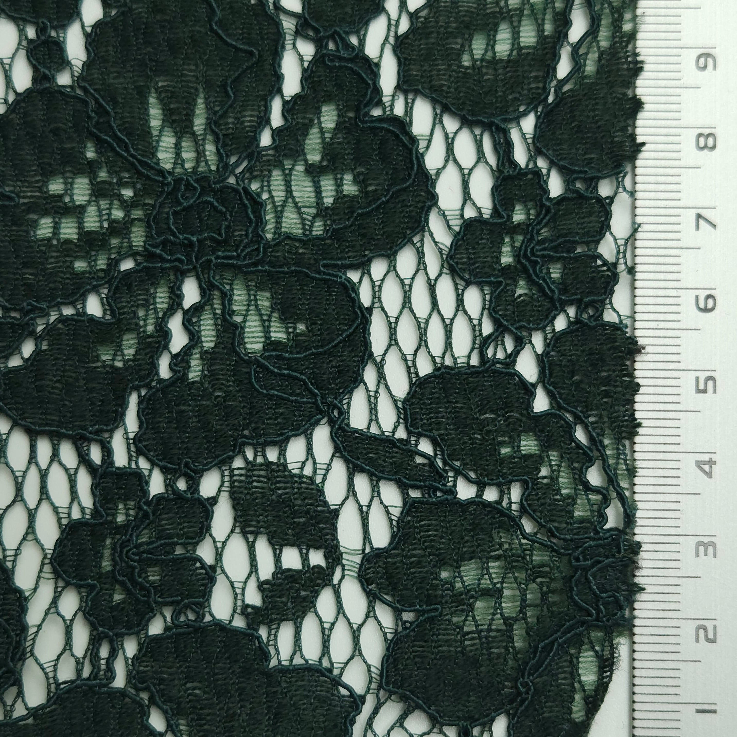 Solid Floral Lace Cotton Nylon Knit Fabric - FAB 1561 - 11.Green