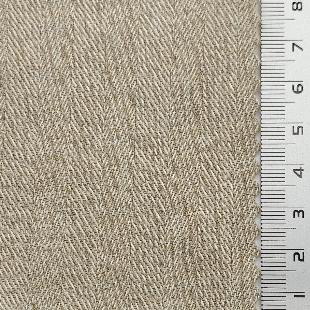 Herringbone Enzyme Washing Rayon Spandex Cotton Linen Woven Fabric - FAB 1652 - 11.Sisal