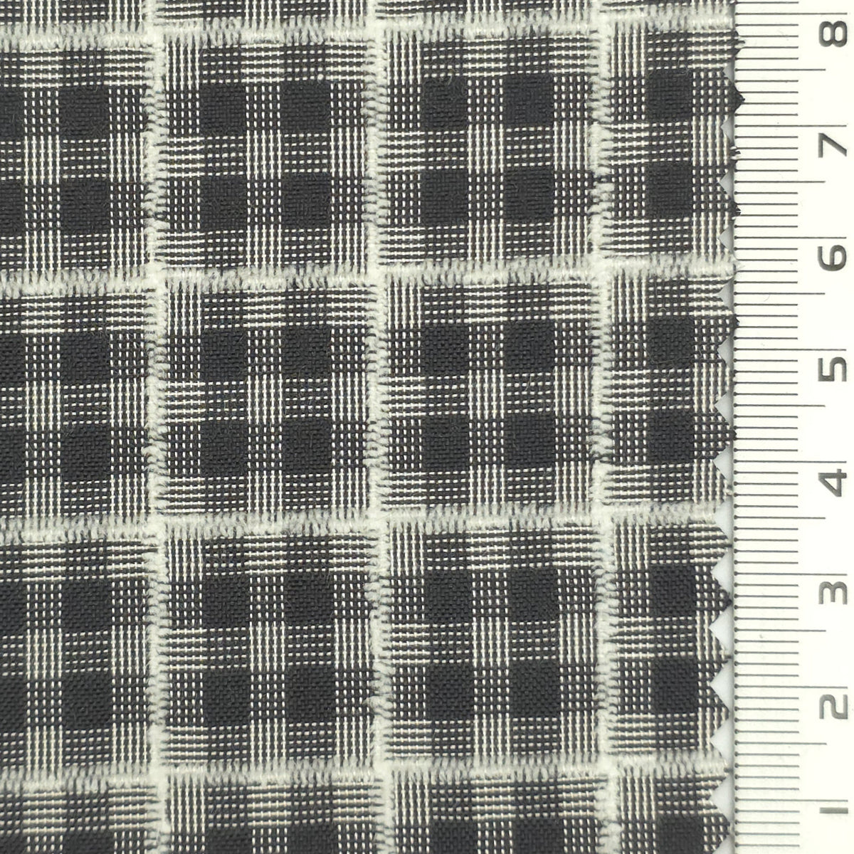 1: Dark Charcoal-2: Peach-3: Mustard Yellow-4: Golden Brown-5: Tan - Textured Lightweight Embroidered Plaid Poly Cotton Shirting Woven Fabric - FAB 1935