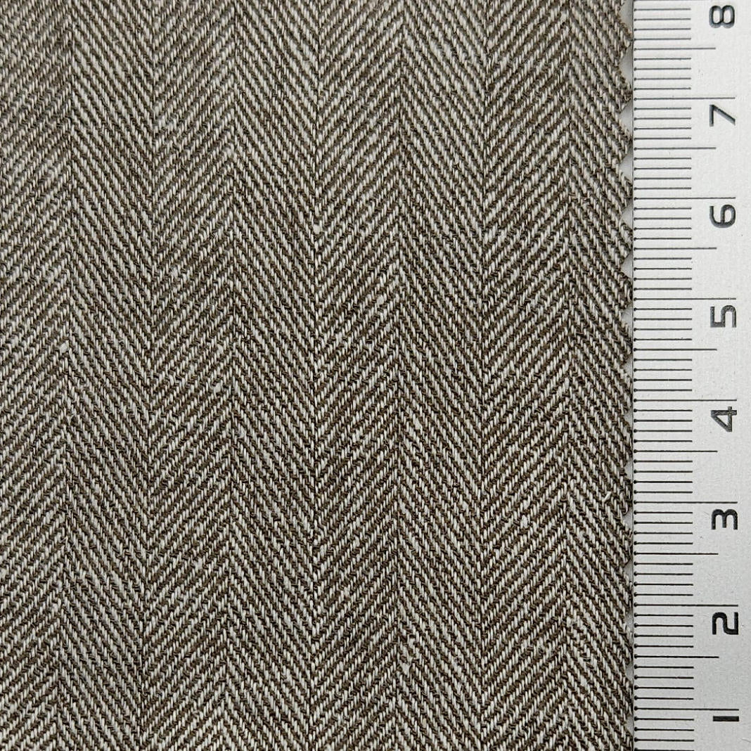 Herringbone Enzyme Washing Rayon Spandex Cotton Linen Woven Fabric - FAB 1652 - 13.Domino