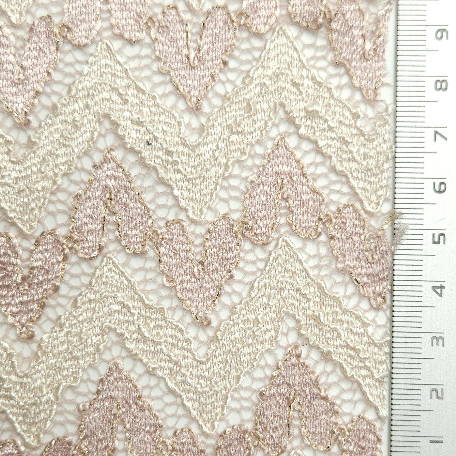 Solid Chevron Lace Polyester Nylon Spandex Knit Fabric - FAB 1581 - 13.Lily
