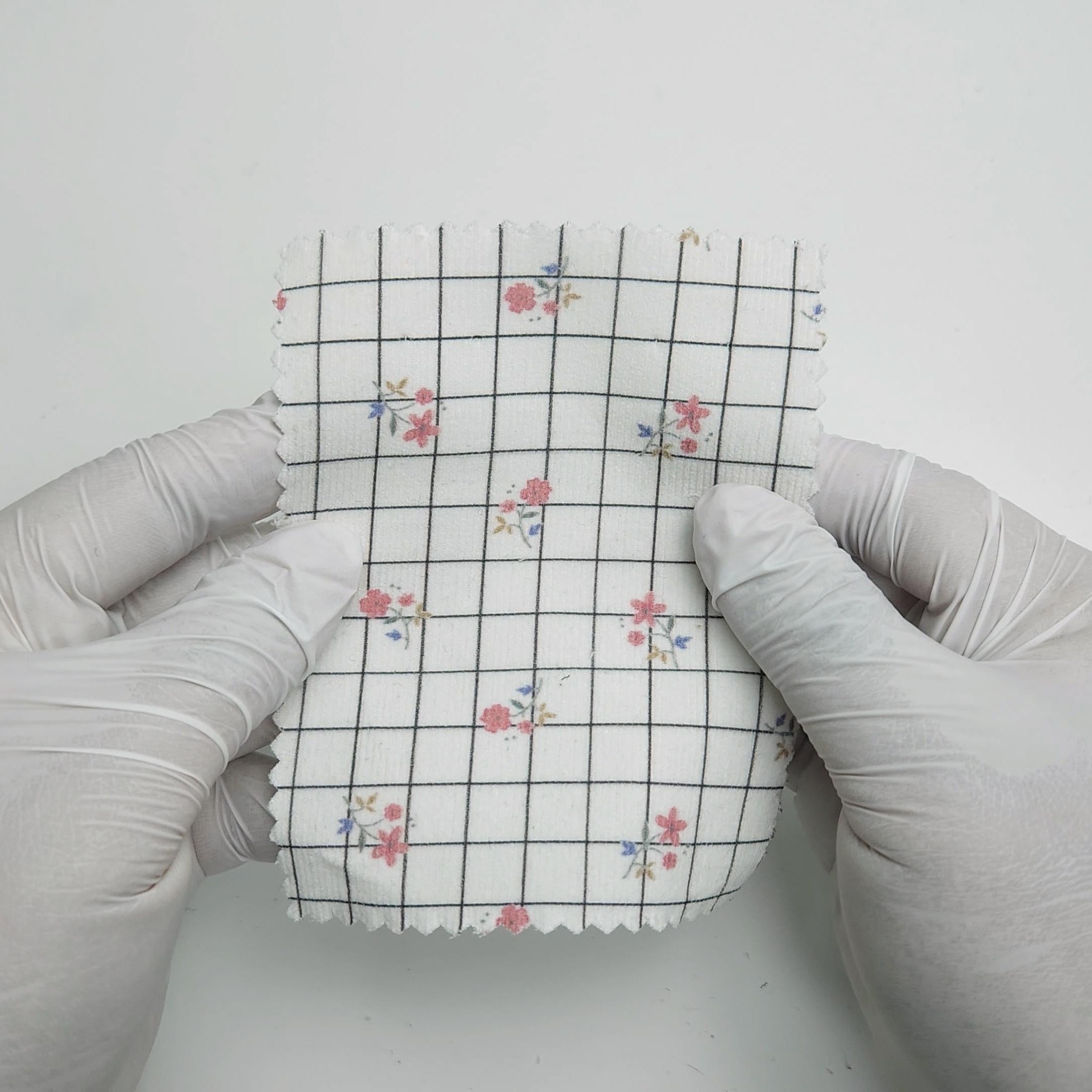 Print Check Floral Cotton Woven Fabric - FAB 1580 -