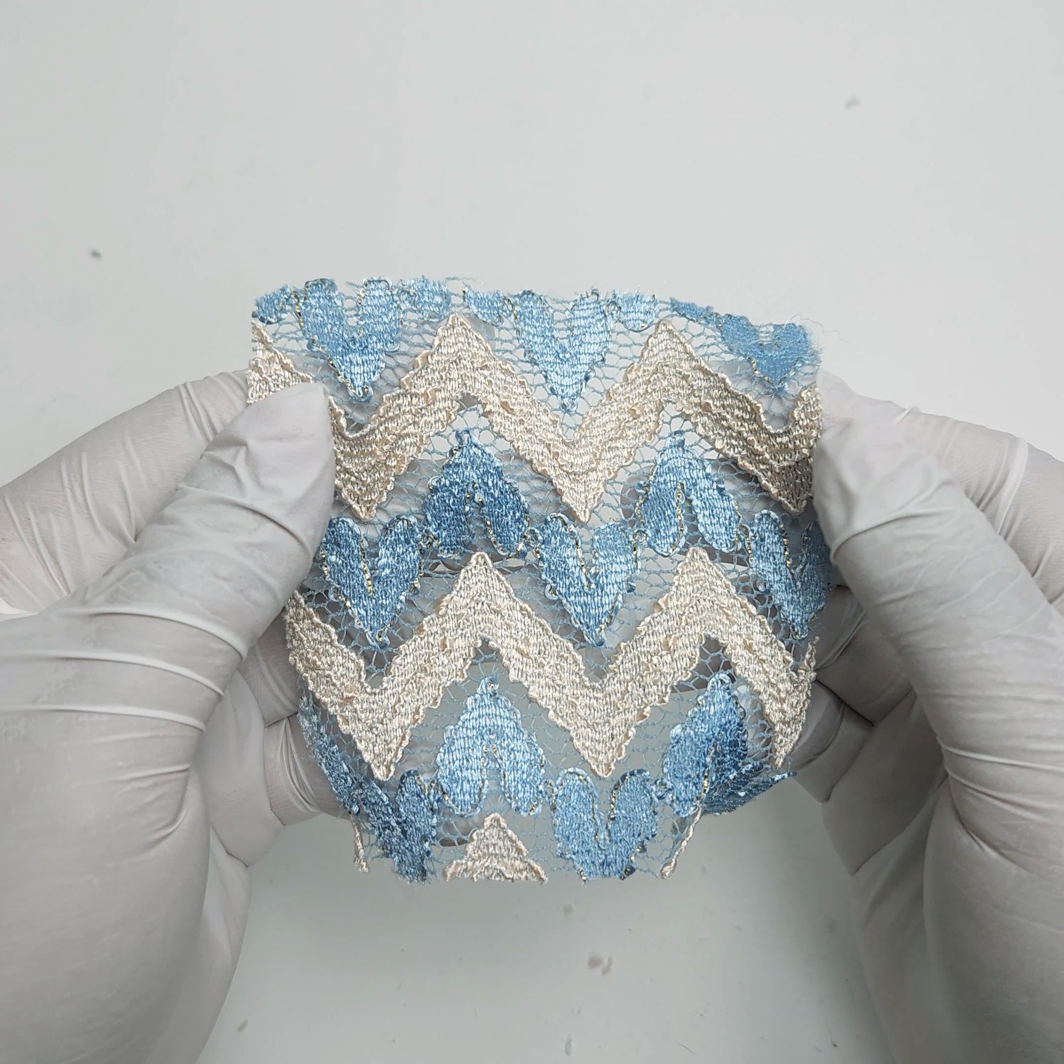 Solid Chevron Lace Polyester Nylon Spandex Knit Fabric - FAB 1581 -