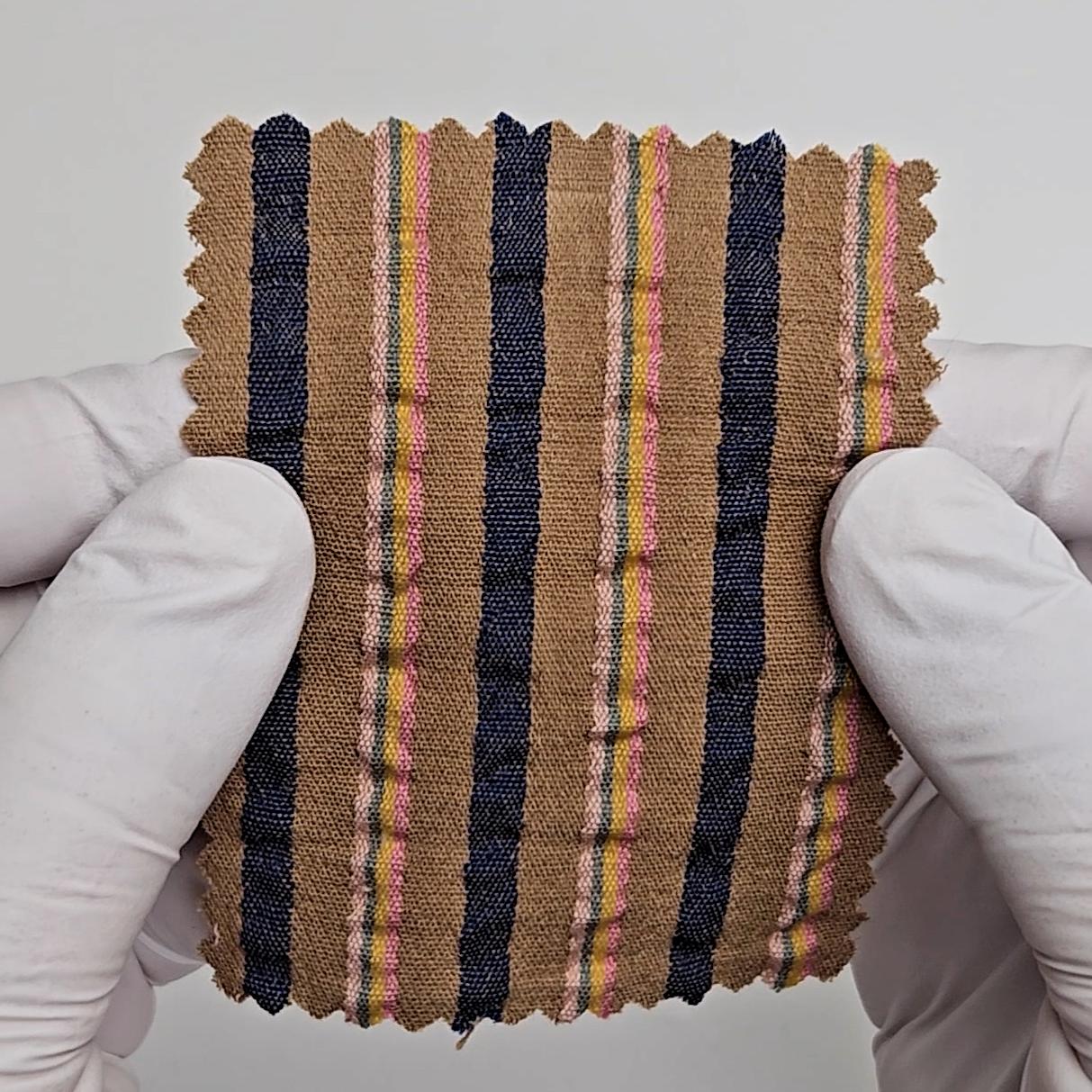 1.Pale Taupe-2.Heather-3.Coral Tree-4.Pale Brown-5.Quill Grey - Stripe Jacquard YarnDyed Polyester Cotton Woven Fabric - FAB 1583