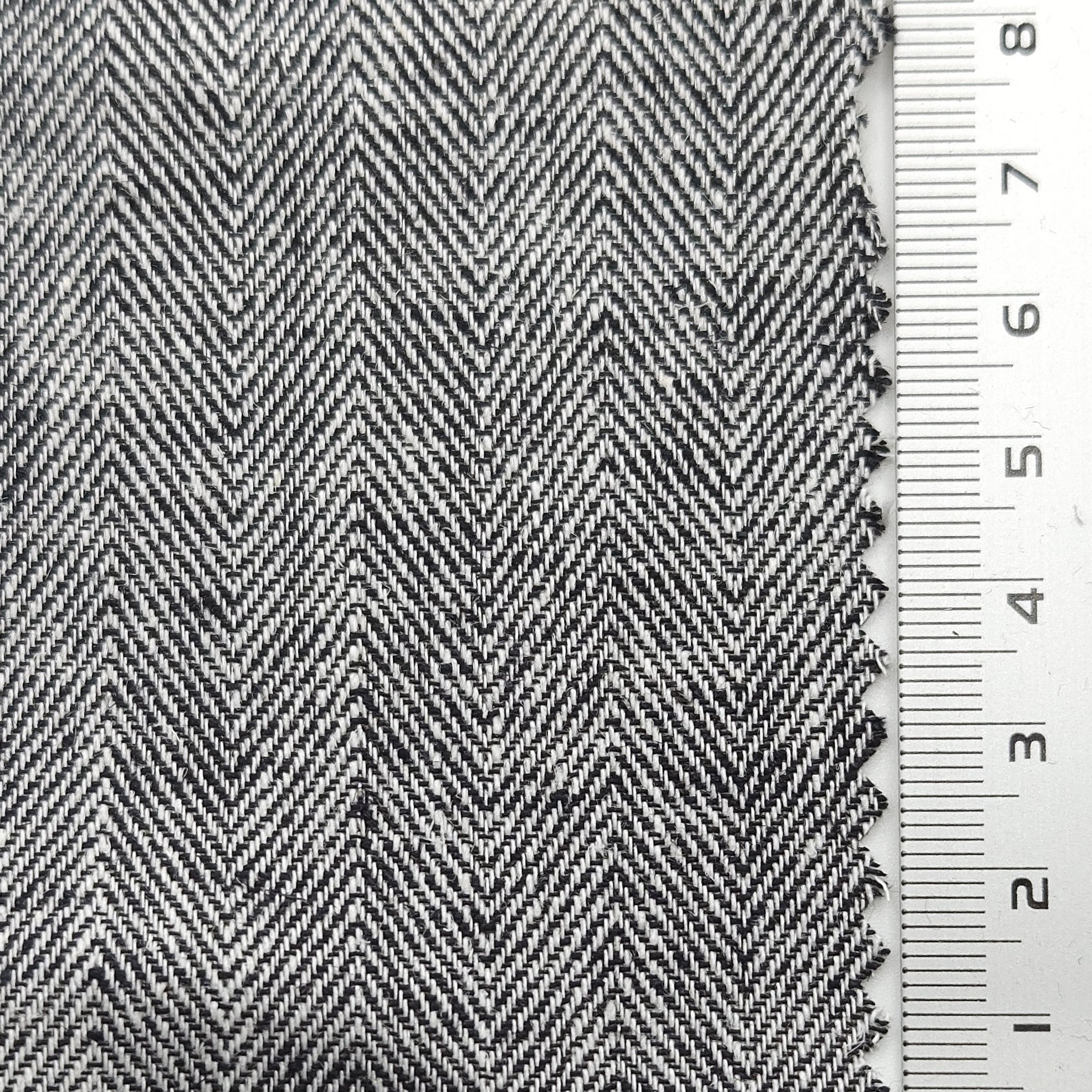 Herringbone YarnDyed Linen Rayon Woven Fabric - FAB 1650 - 15.Black