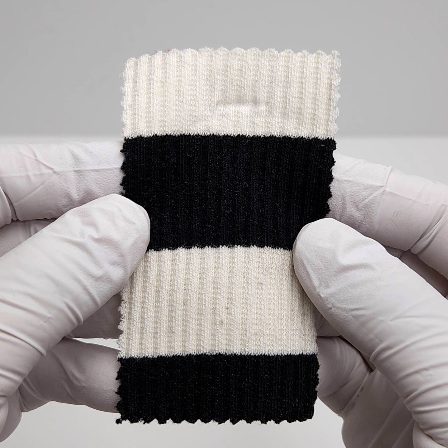 1.White/Black-2.White/Navy-3.White/Red-4.White/Blue-5.White/Blue - 1 Inch Stripe Rib Cotton Spandex Knit Fabric - FAB 1608