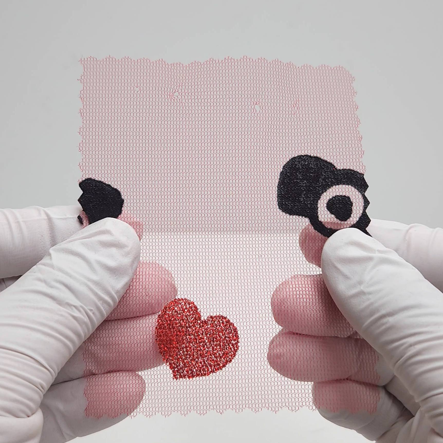 1.Red-2.Green-3.Pink-4.PInk-5.Mint - Coversational Flocked Mesh Metallic Polyester Knit Fabric - FAB 1611