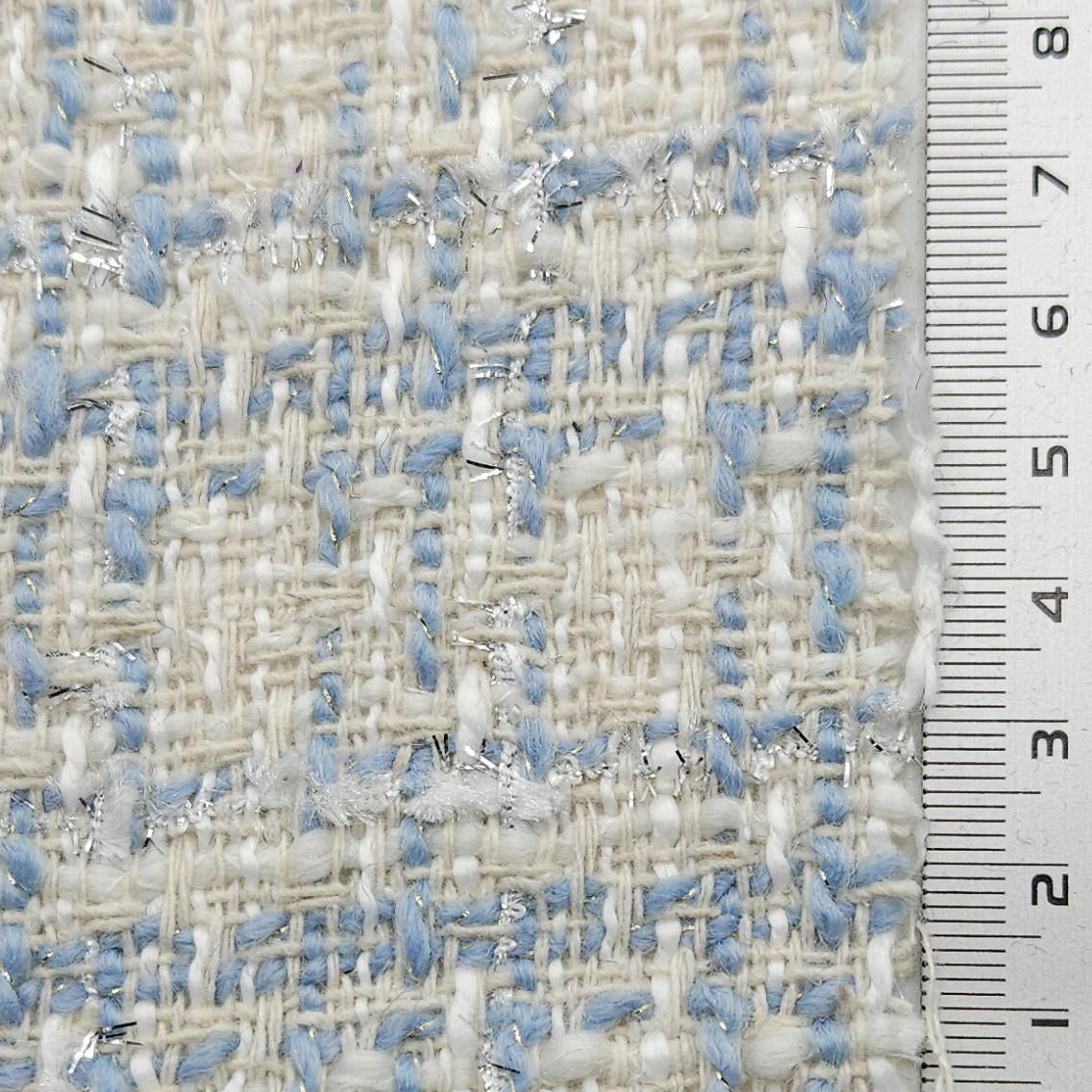 Solid Boucle Tweed Cotton Polyester Woven Fabric - FAB 1620 - 1.Blue