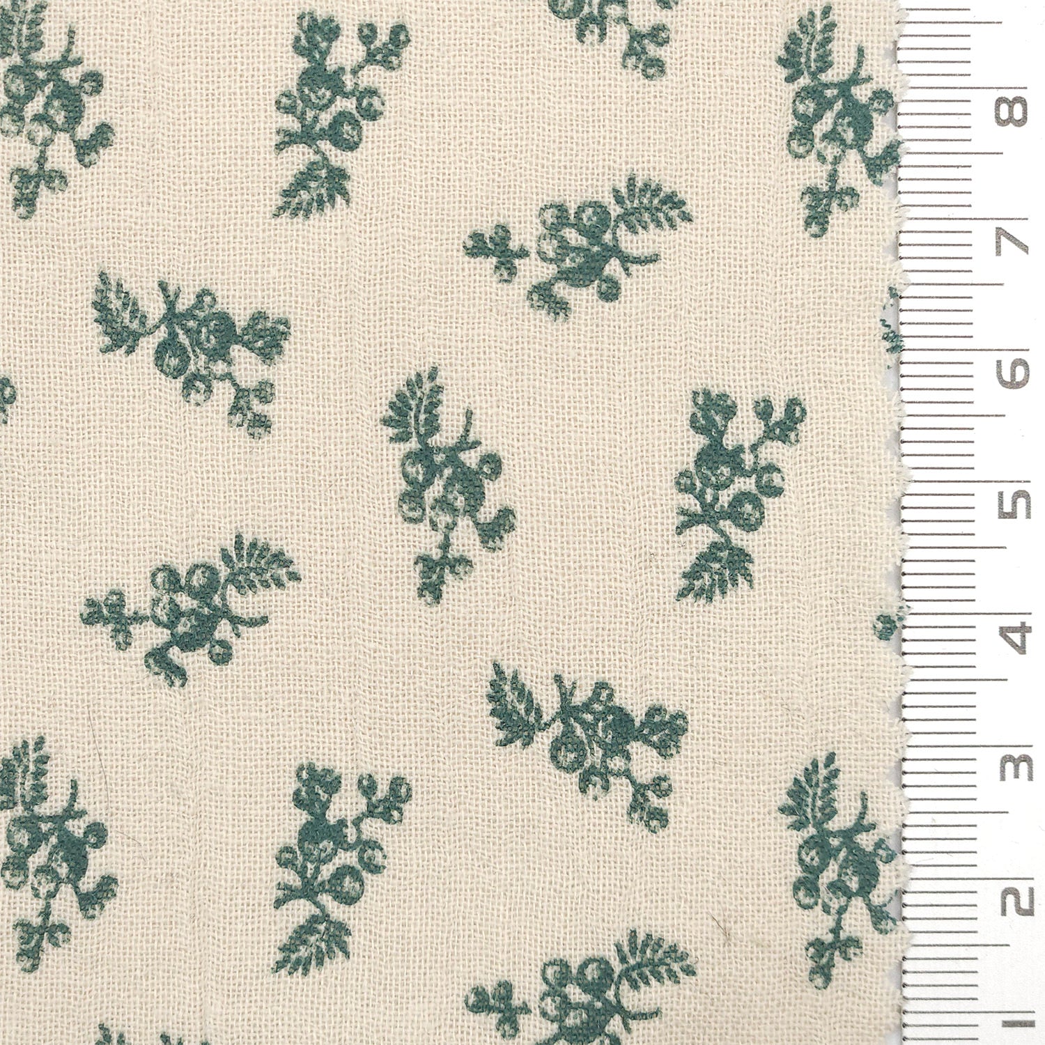 Samll Leafy Print Gauze Cotton Woven Fabric - FAB 1749 - 1.Cream