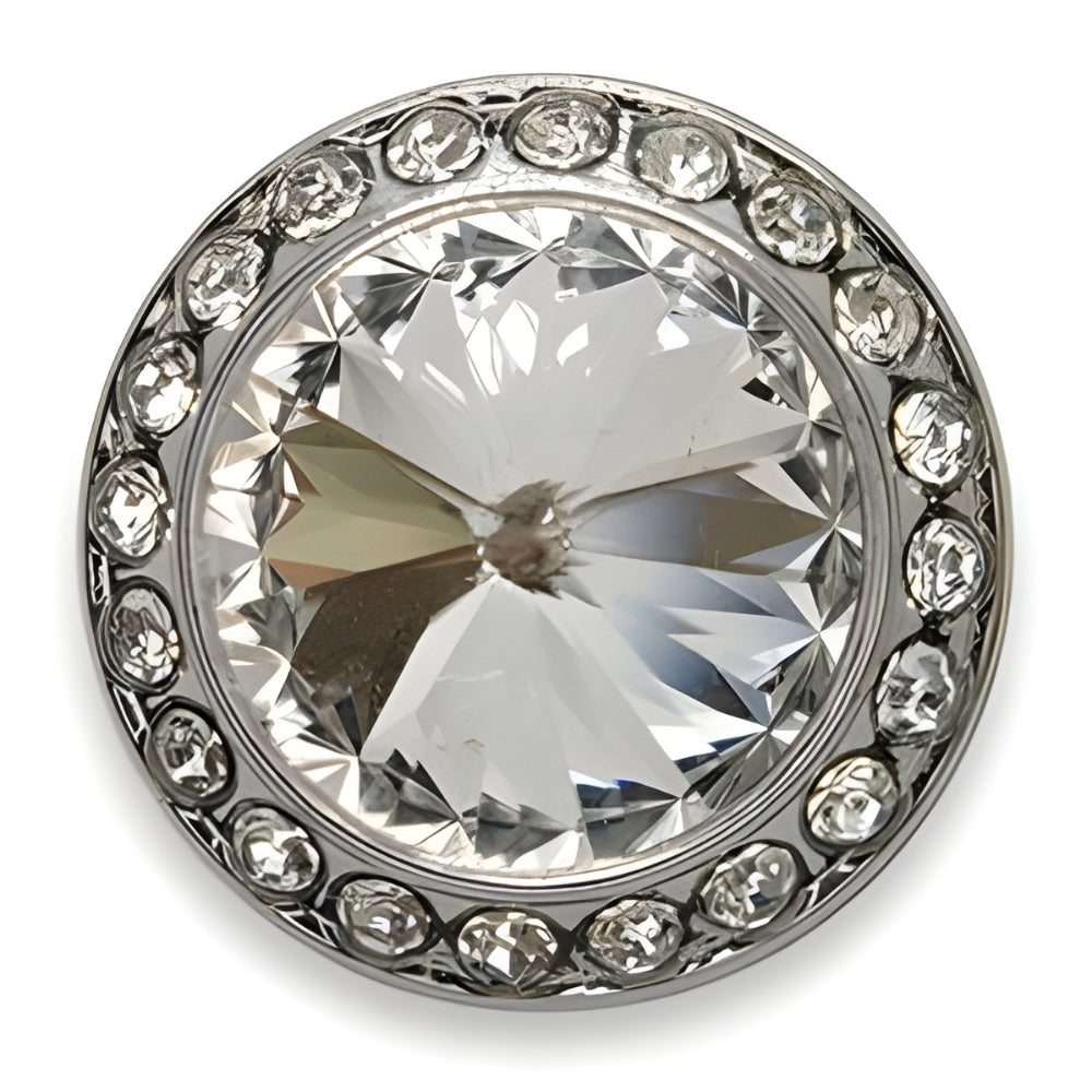 15~23mm Sparkling Clear Crystal Buttons - FBTN237 - Silver / 15mm-Silver / 18mm-Silver / 21mm-Silver / 23mm