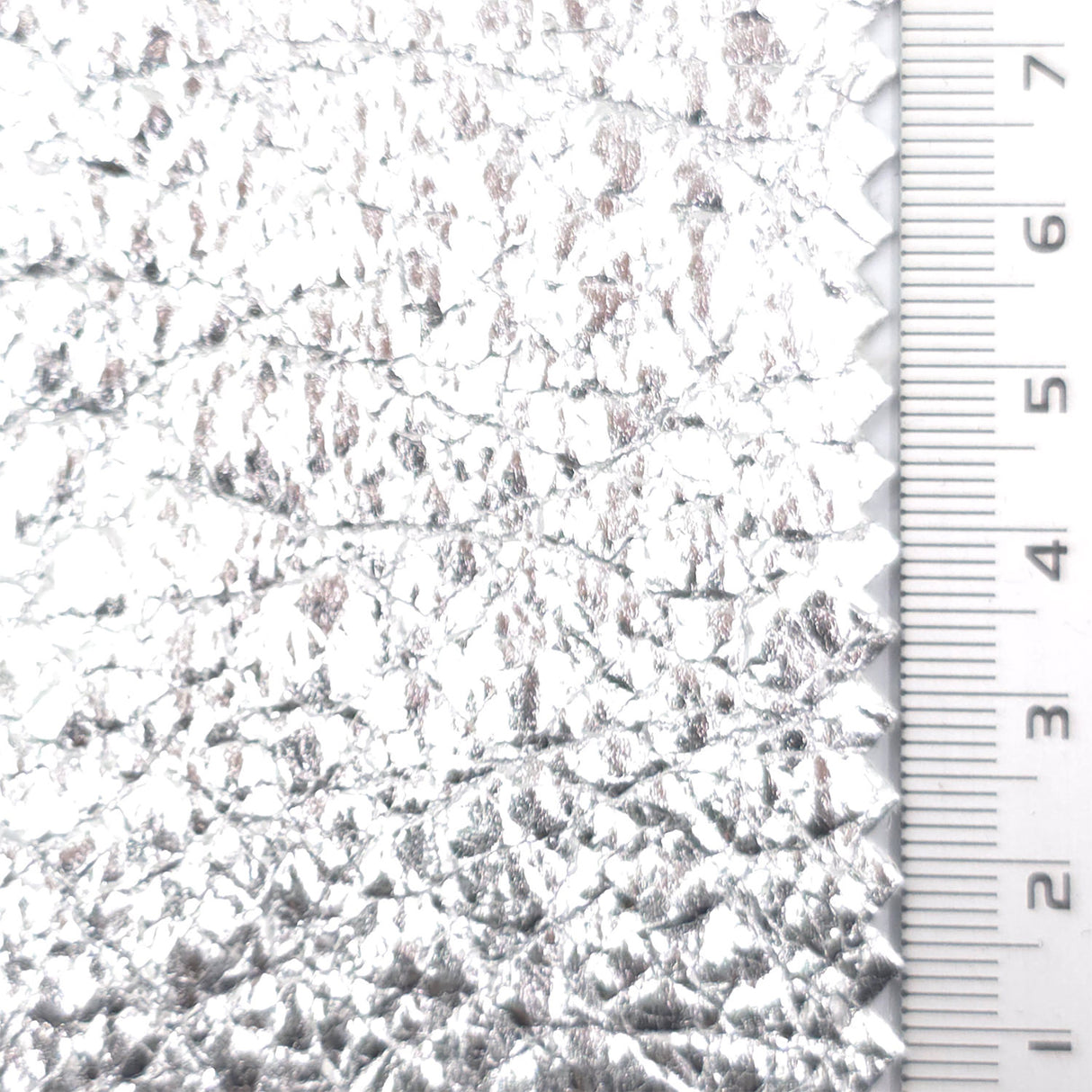 Silver - Cracked Foil Woven Nylon Pu Fabric - FAB1854