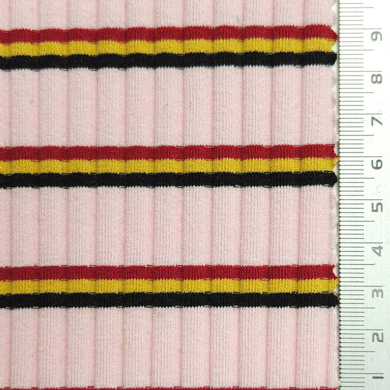 Stripe Rib YarnDyed Spandex Cotton Knit Fabric - FAB 1589 - FAB1589-1