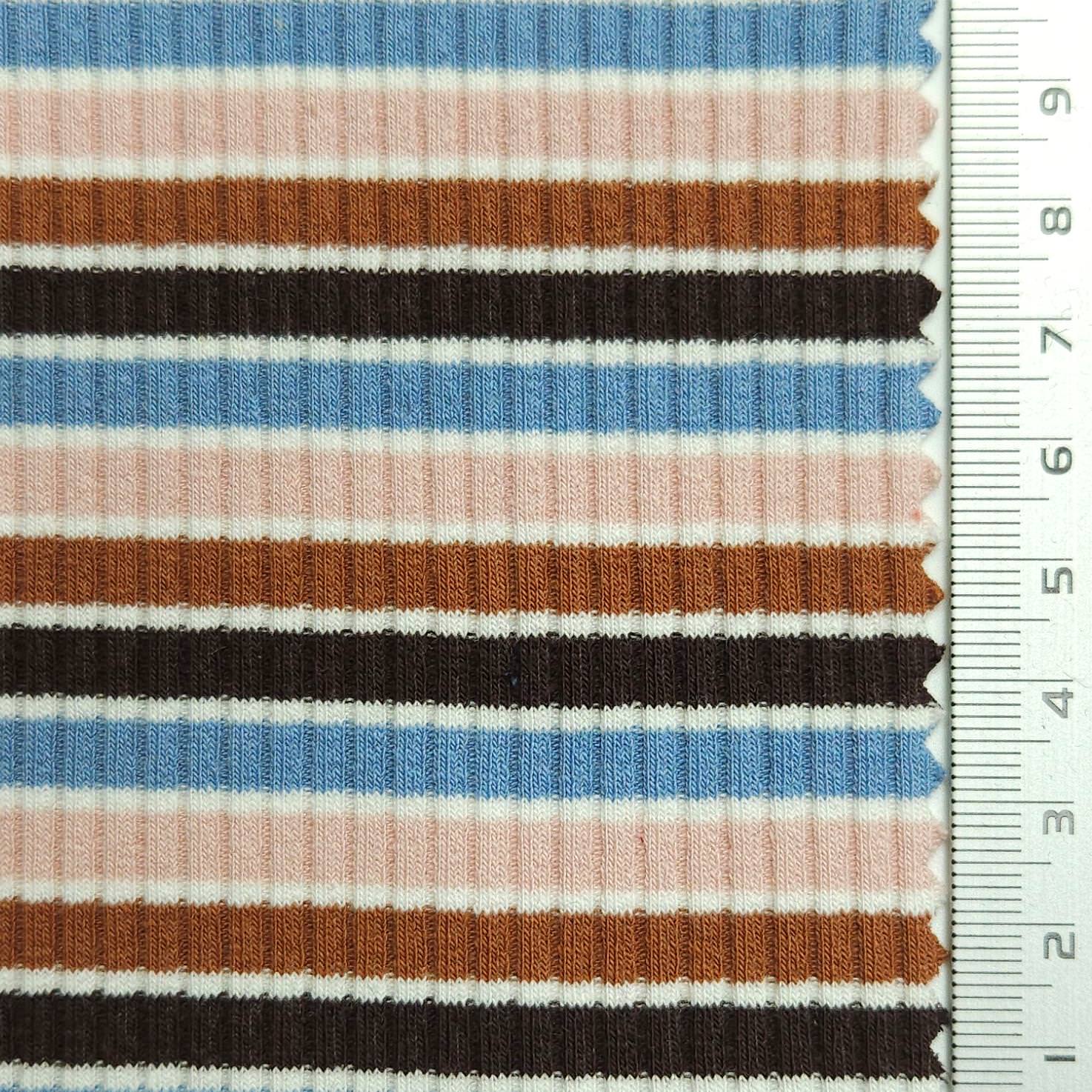 Stripe Rib YarnDyed Spandex Cotton Knit Fabric - FAB 1591 - FAB1591-1