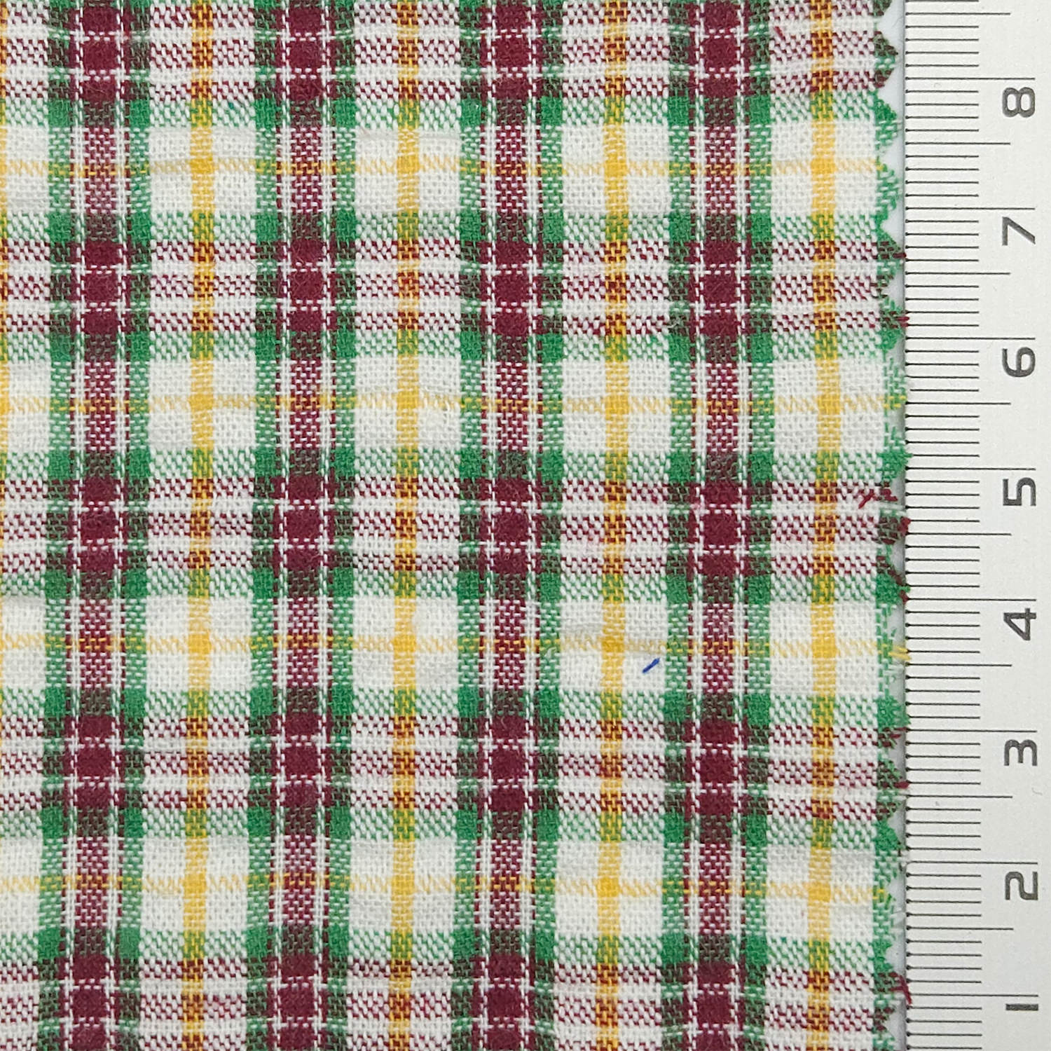 Multi Color Check YarnDyed Polyester Cotton Woven Fabric - FAB 1788 - 1.Red