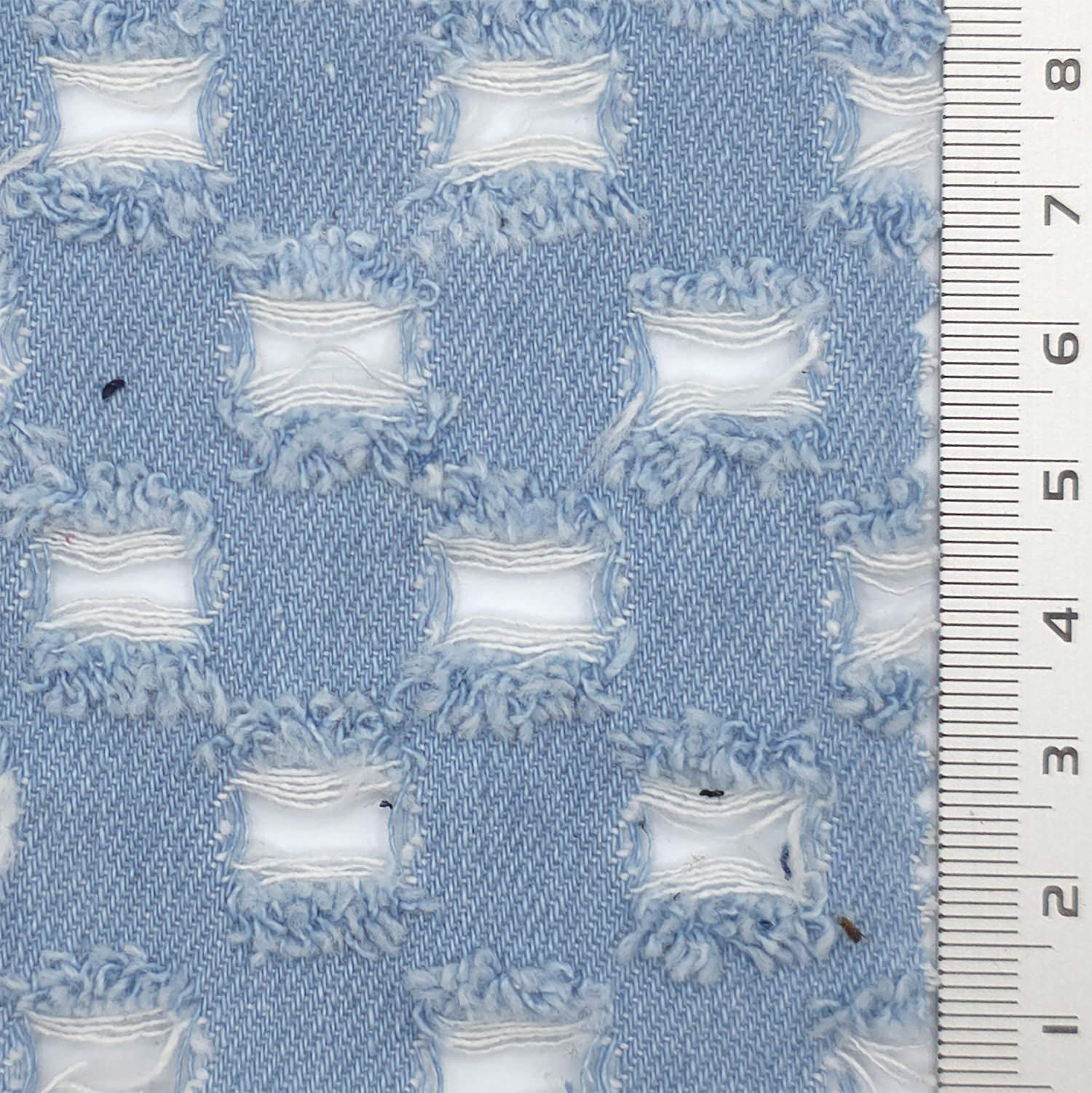 1.Light Blue-2.Medium Blue-3.Dark Blue-Swatch - Distressed Denim Cotton Woven Fabric - FAB 1833