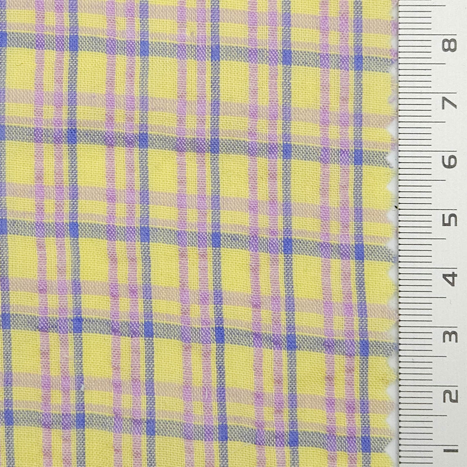 Multi Color Check YarnDyed Polyester Cotton Woven Fabric - FAB 1789 - 1.Purple and yellow plaid