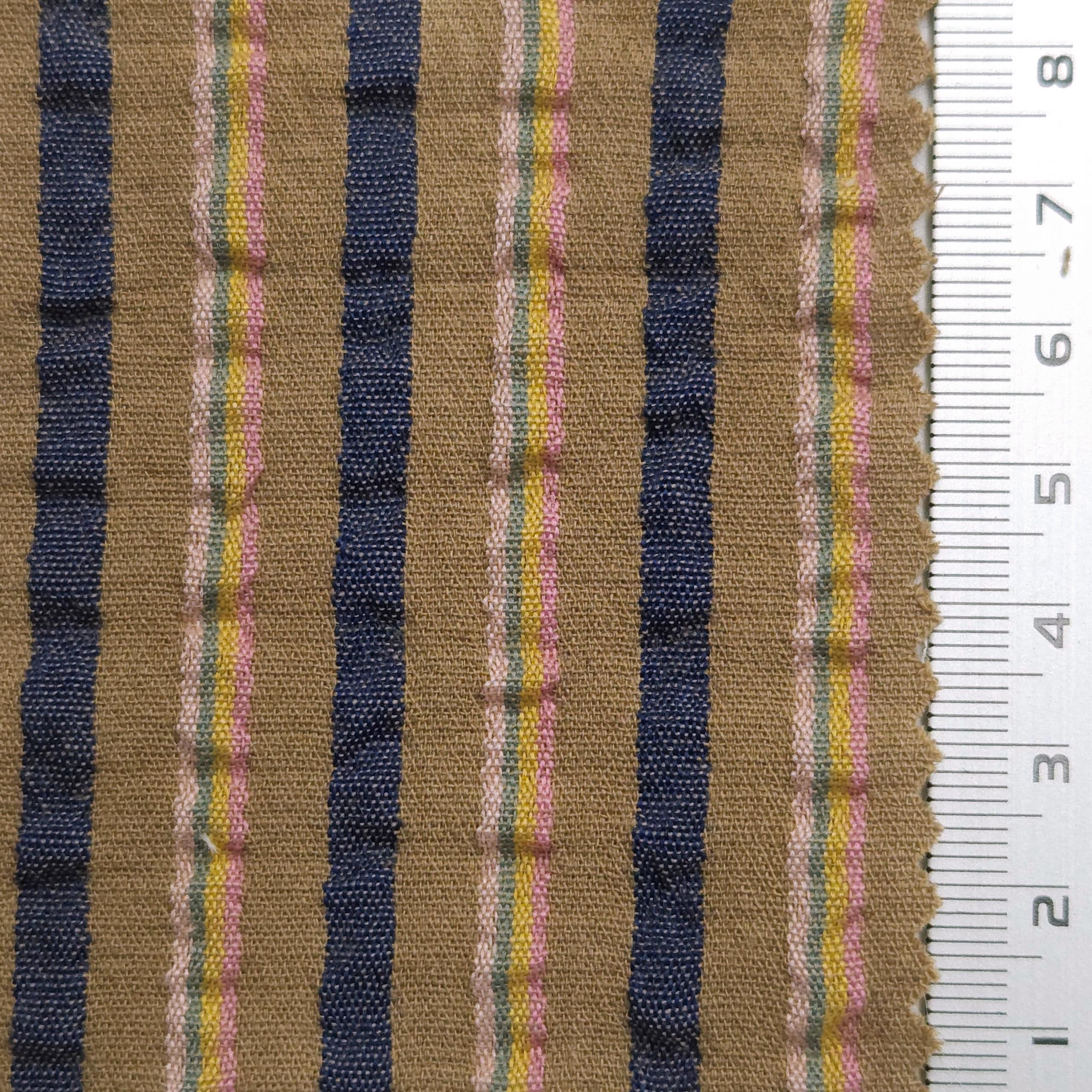 1.Pale Taupe-2.Heather-3.Coral Tree-4.Pale Brown-5.Quill Grey - Stripe Jacquard YarnDyed Polyester Cotton Woven Fabric - FAB 1583