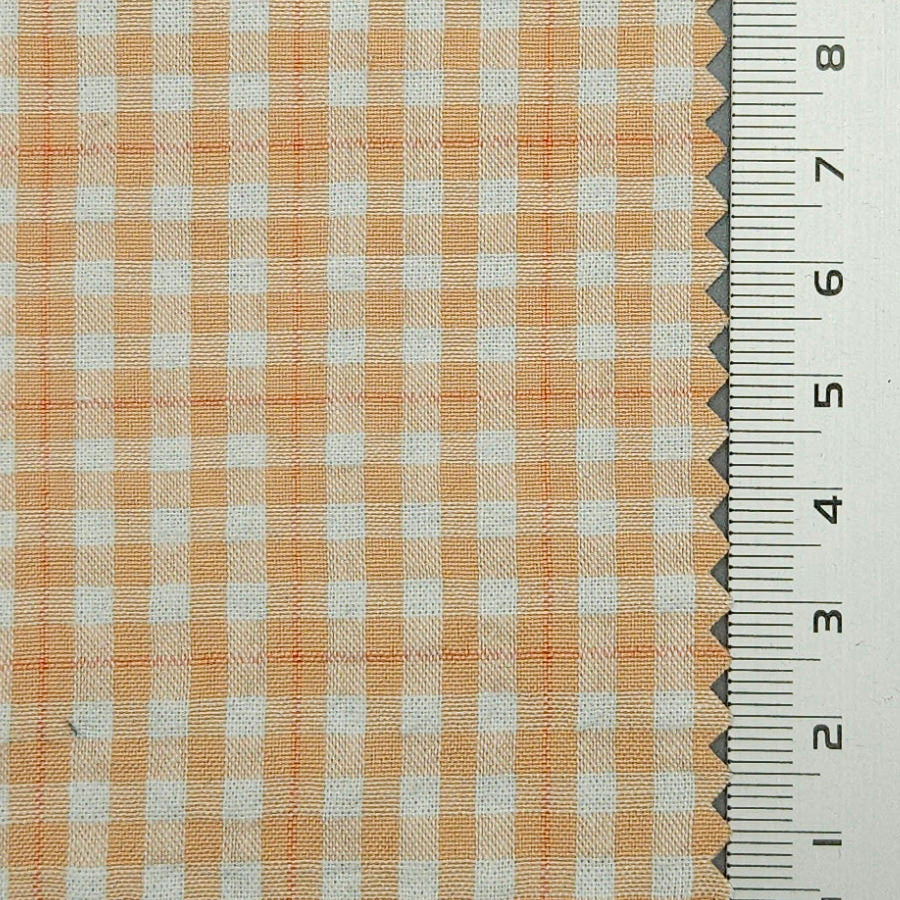 1.Dawn Pink-2.Quarter Spanish White-3.Ottoman-4.Pale Rose-5.Tea Green - Check Cotton Woven Fabric - FAB 1550