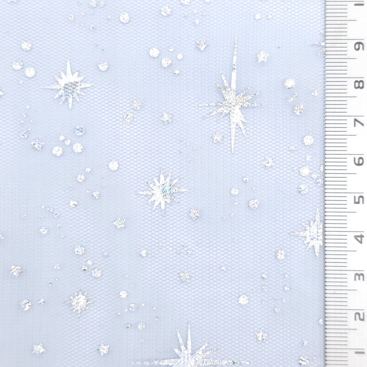 Star Foil Poly Knit Fabric - FAB1949 - Light Blue