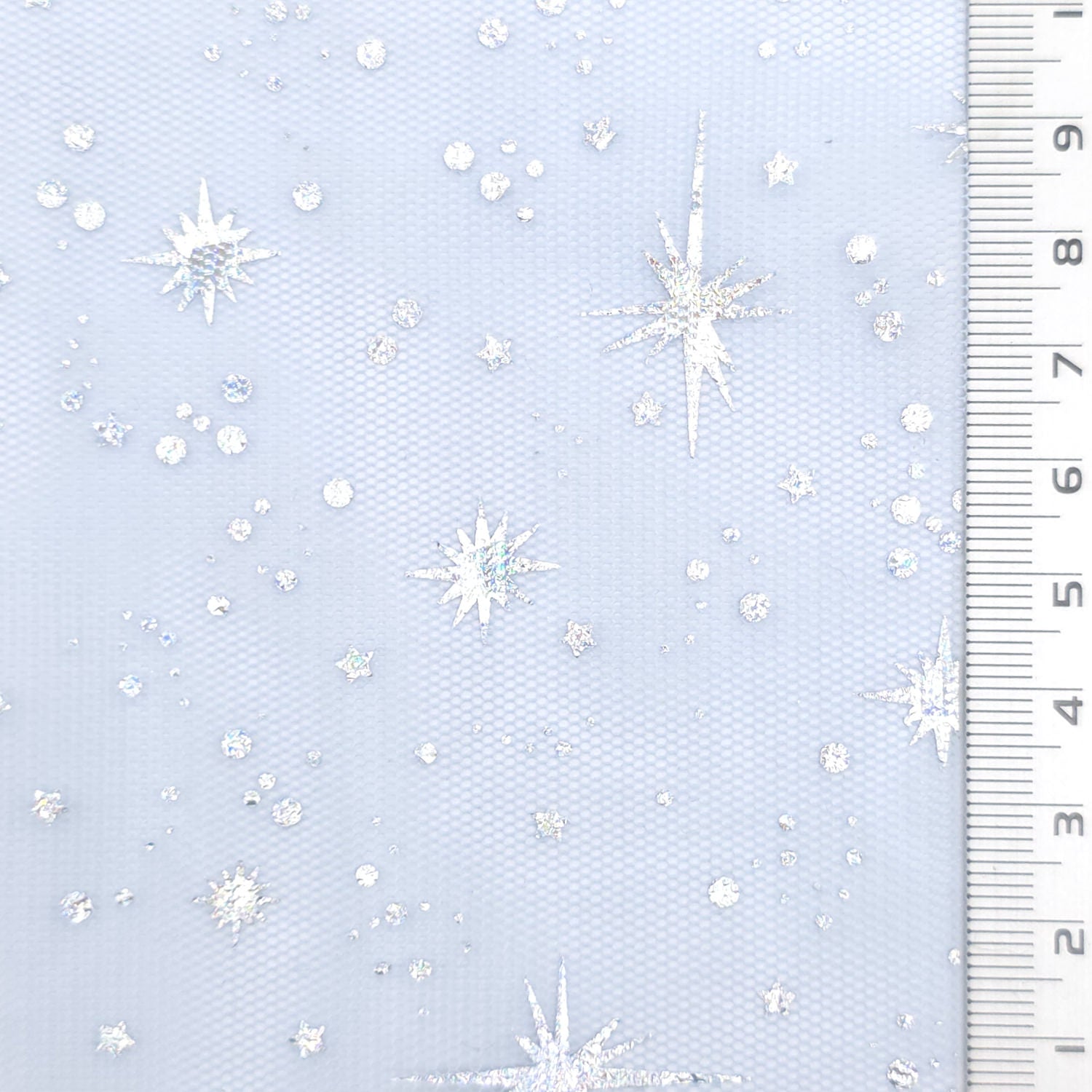 Star Foil Poly Knit Fabric - FAB1949 - Light Blue