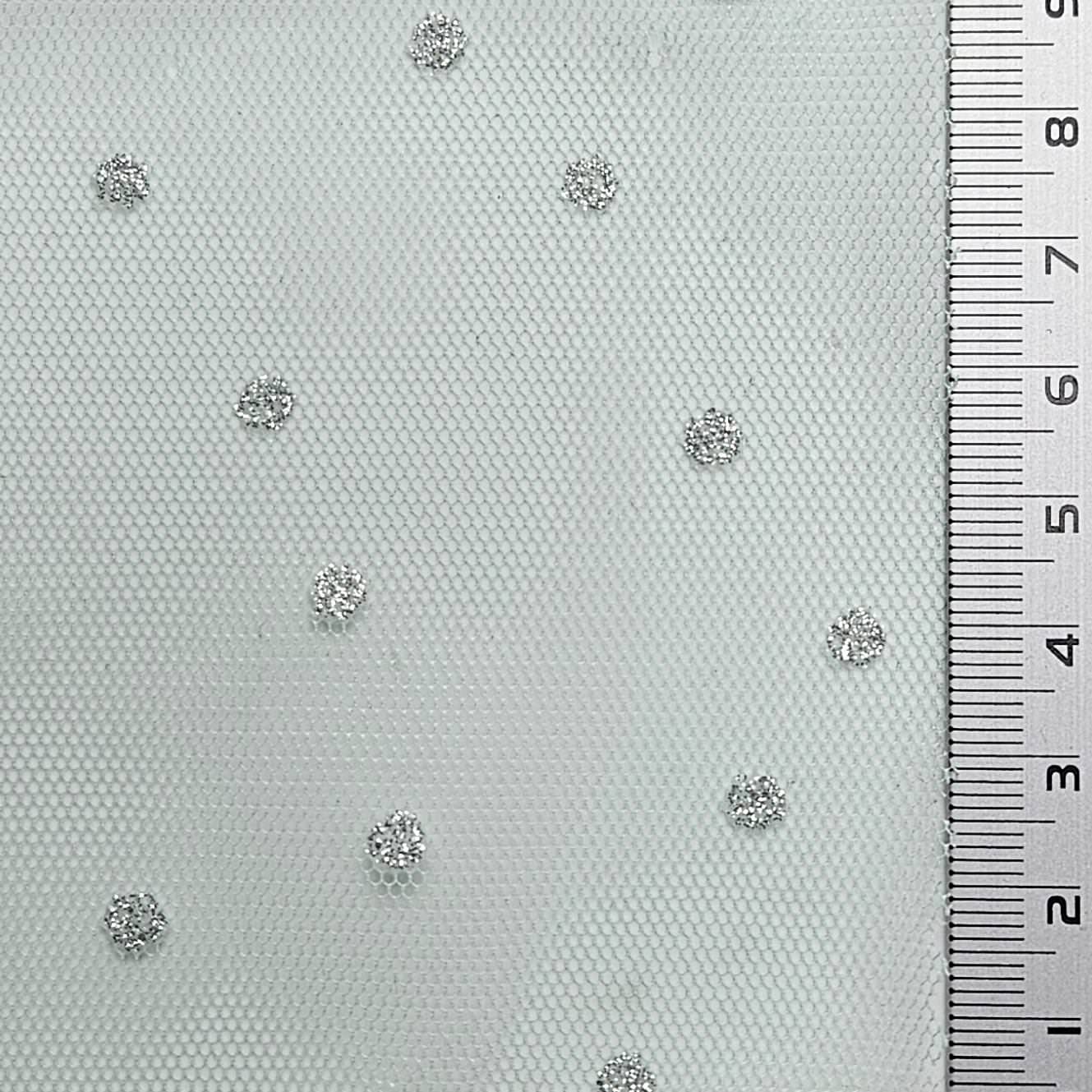 1.Mint-2.Yellow-3.Pink-4.Ivory-5.White - Dot Mesh Metallic Polyester Knit Fabric - FAB 1609