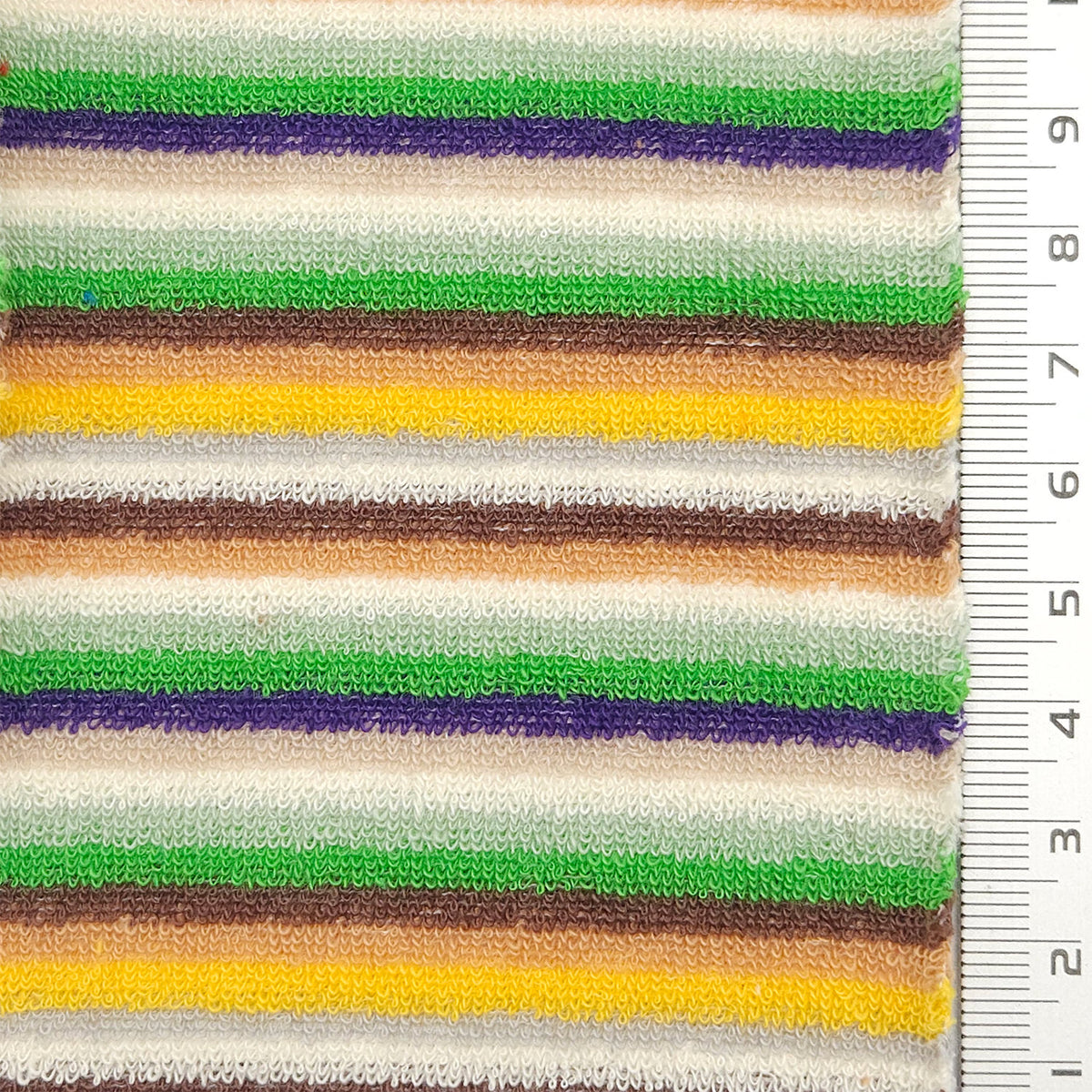 1.Green/Yellow-2.Red/Blue-3.Red/Orange-4.Pink/Green-Swatch - Multi Color Towel Stripe Terry Spandex Cotton Polyester Knit Fabric - FAB 1776