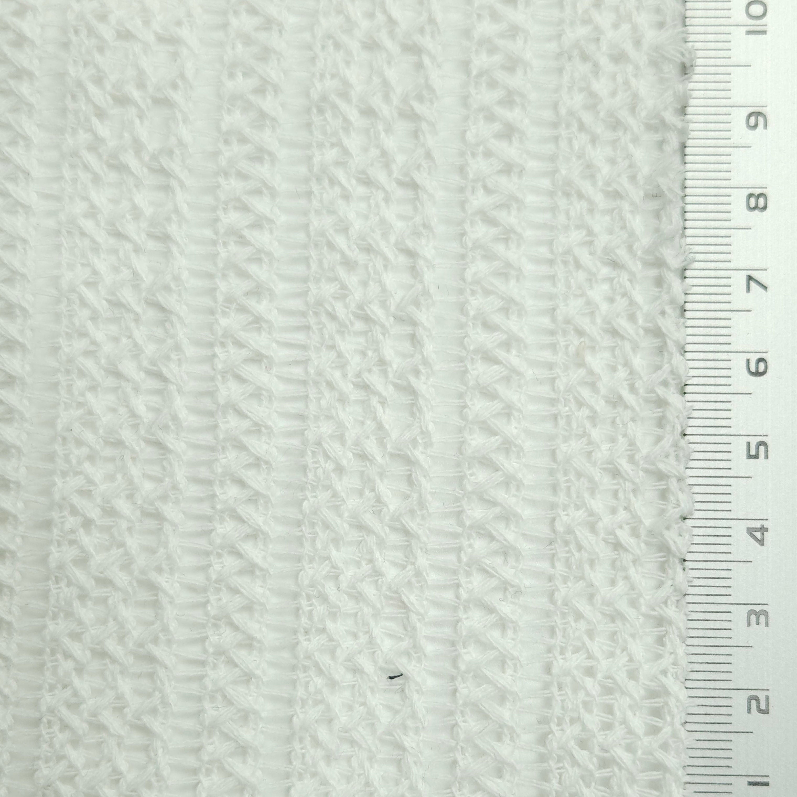 Solid Ethnical Lace Polyester Cotton Knit Fabric - FAB 1562 - 1.White