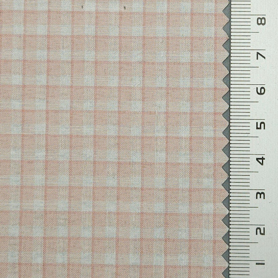 1.Dawn Pink-2.Orange-3.Green-4.Blue-5.Orange - Check Cotton Woven Fabric - FAB 1551