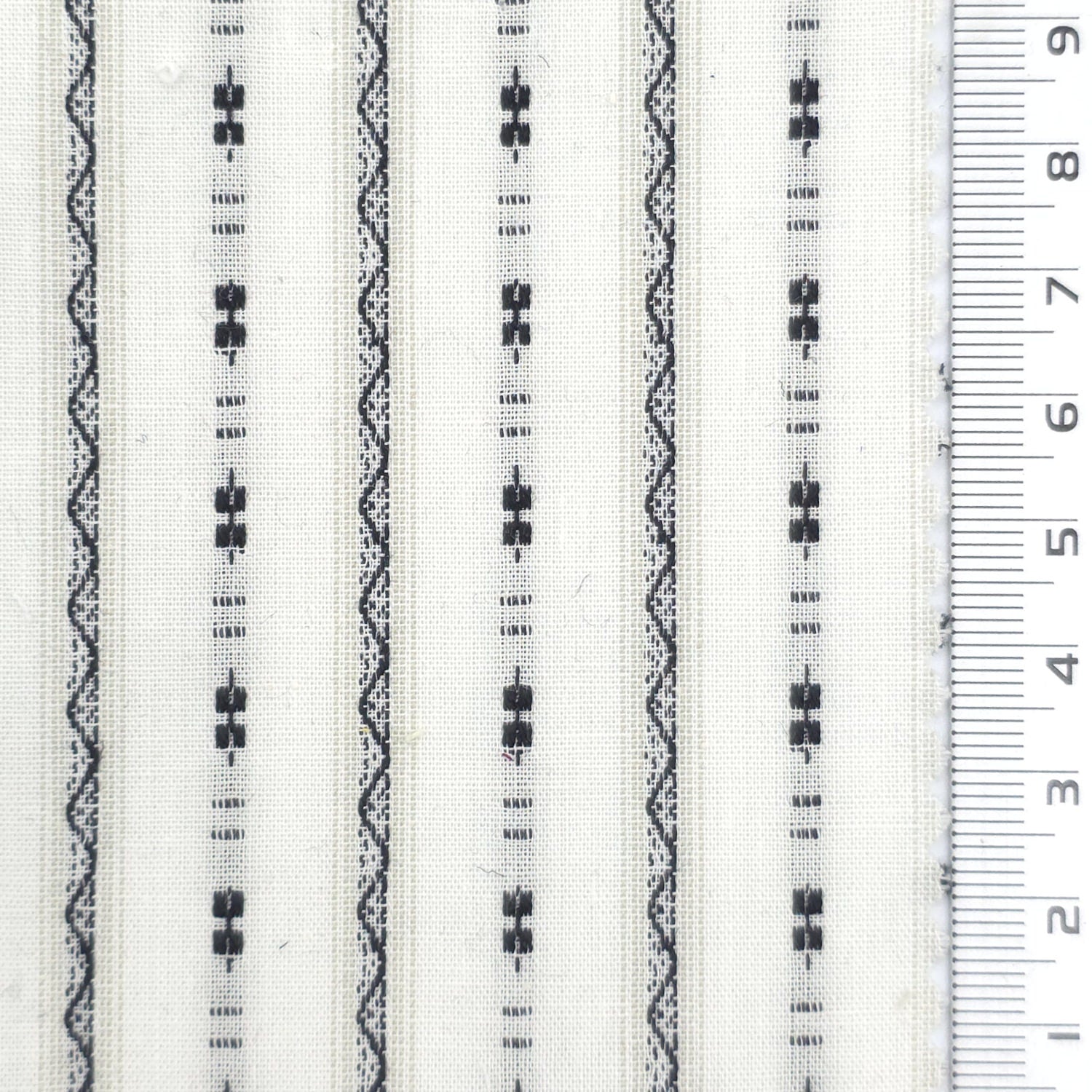 Black - Lightweight Textured Dobby Geometric Stripe Cotton Woven Fabric - FAB 1924