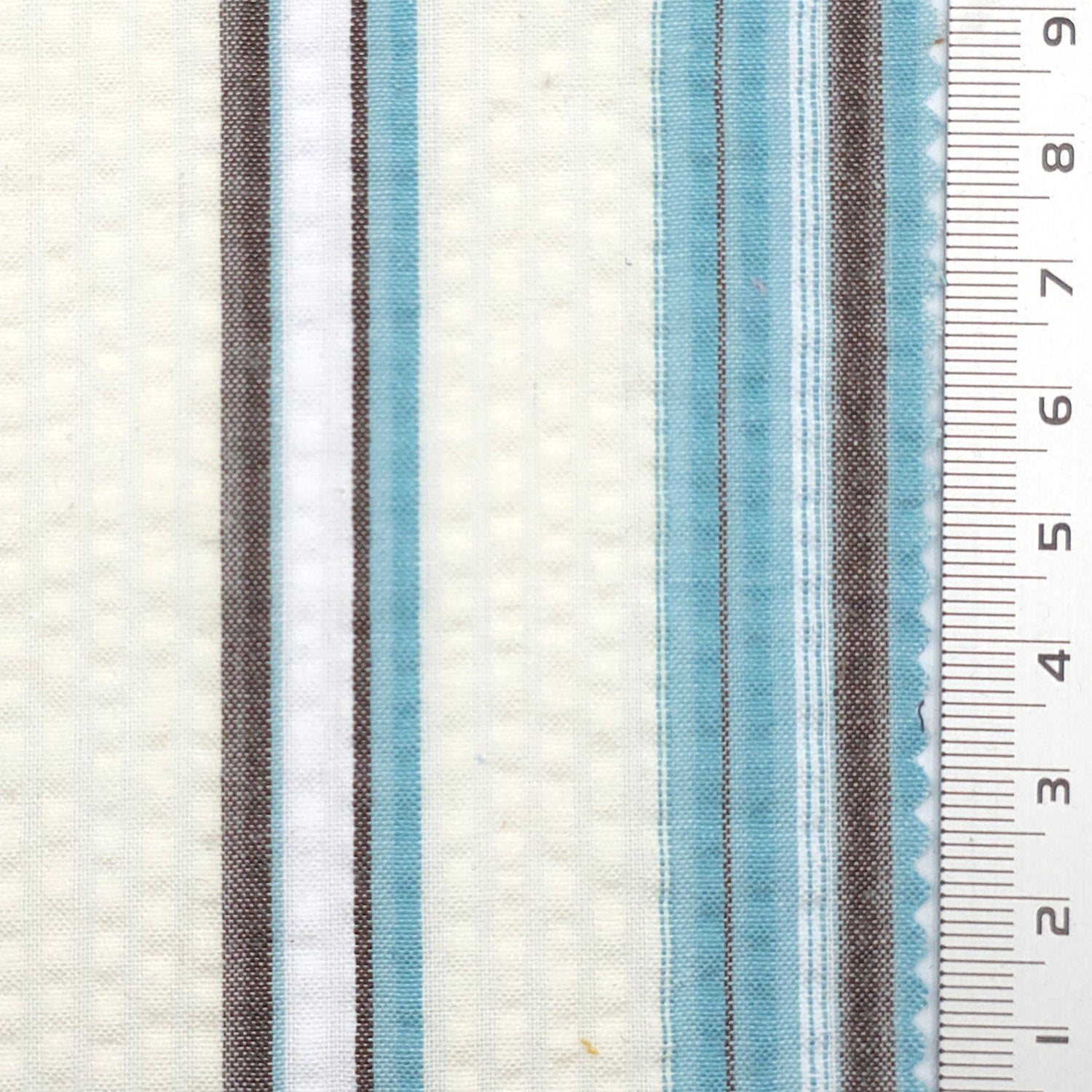 1.Sky Blue-2.Baby Pink-3.Emerald Green-Swatch - Stripe Seersucker Cotton Poly Woven Fabric - FAB 1828