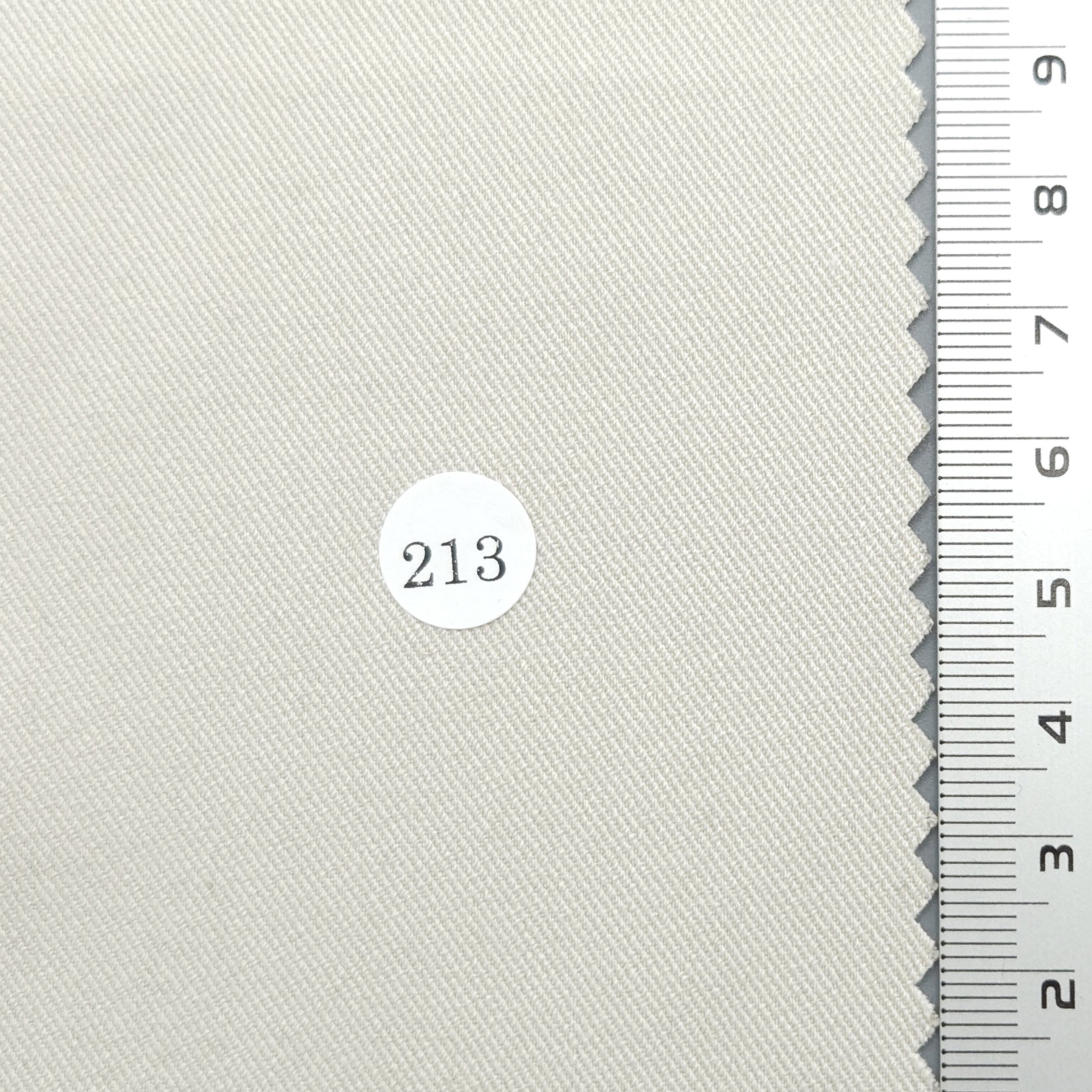 Solid Twill Polyester Rayon Spandex Woven Fabric - FAB1694 - 1.Ivory Beige (213)-2.Beige (212)-3.Green Ivory (211)-4.Yellow Beige (210)-5.Pink (209)-6.Ivory (208)-7.White (207)-8.Grey (206)-9.Brown (205)-10.Light Charcoal (204)