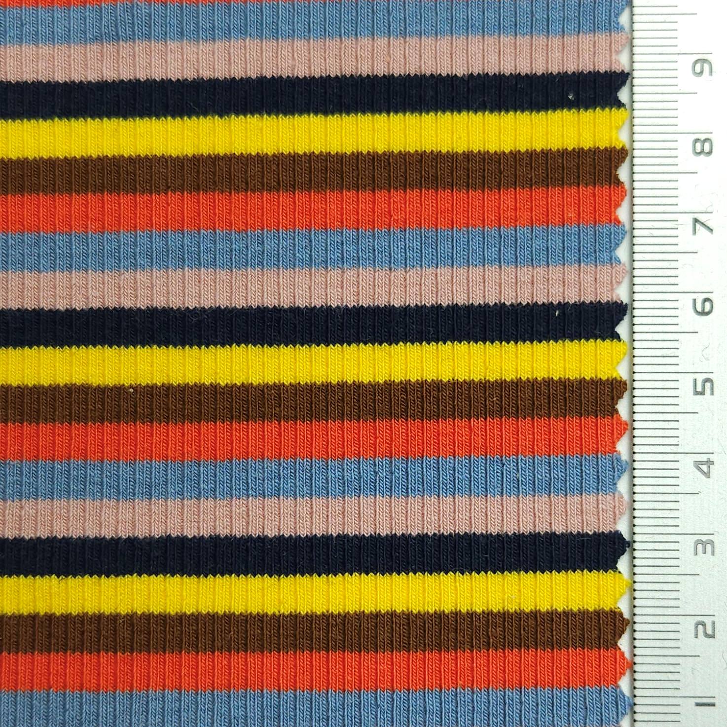 Stripe Rib YarnDyed Spandex Cotton Knit Fabric - FAB 1590 - FAB1590-1