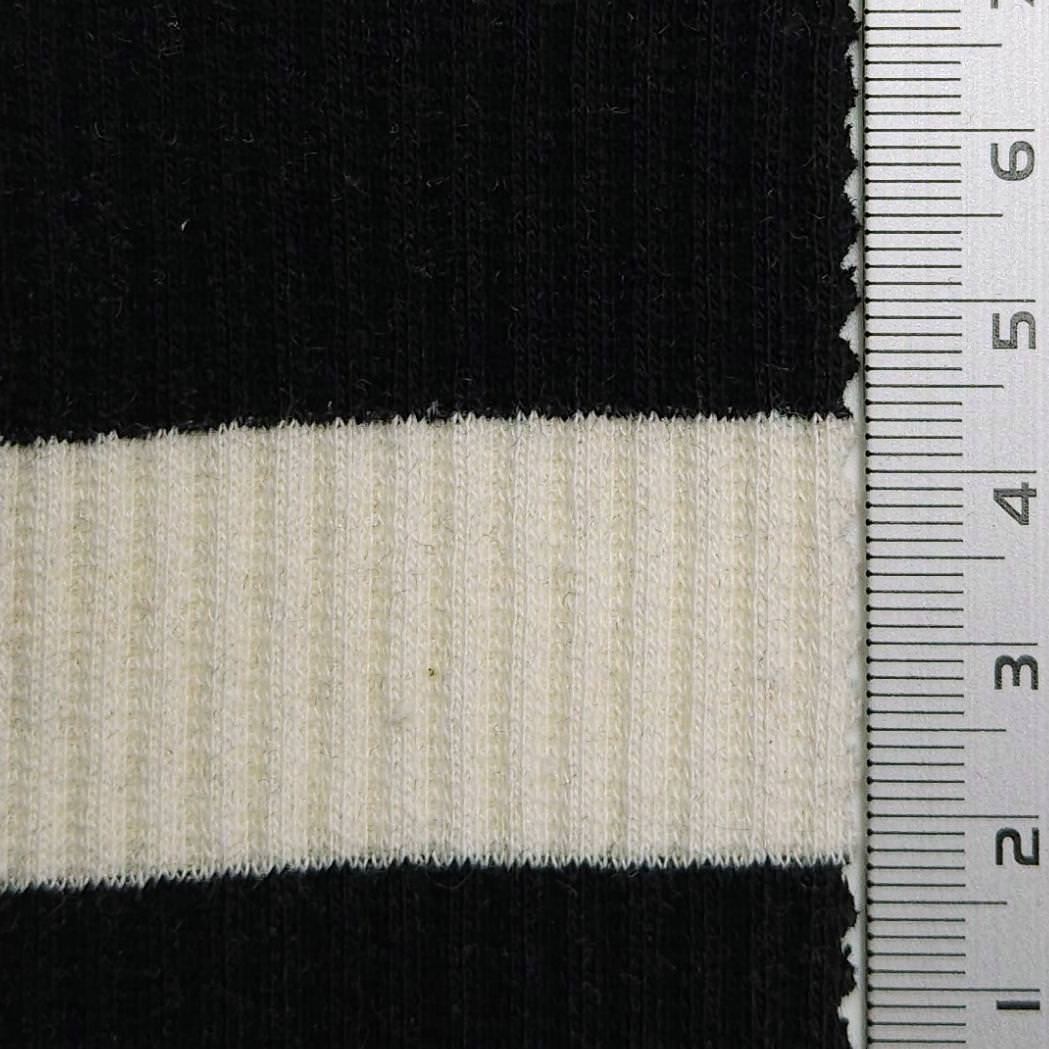1.White/Black-2.White/Navy-3.White/Red-4.White/Blue-5.White/Blue - 1 Inch Stripe Rib Cotton Spandex Knit Fabric - FAB 1608