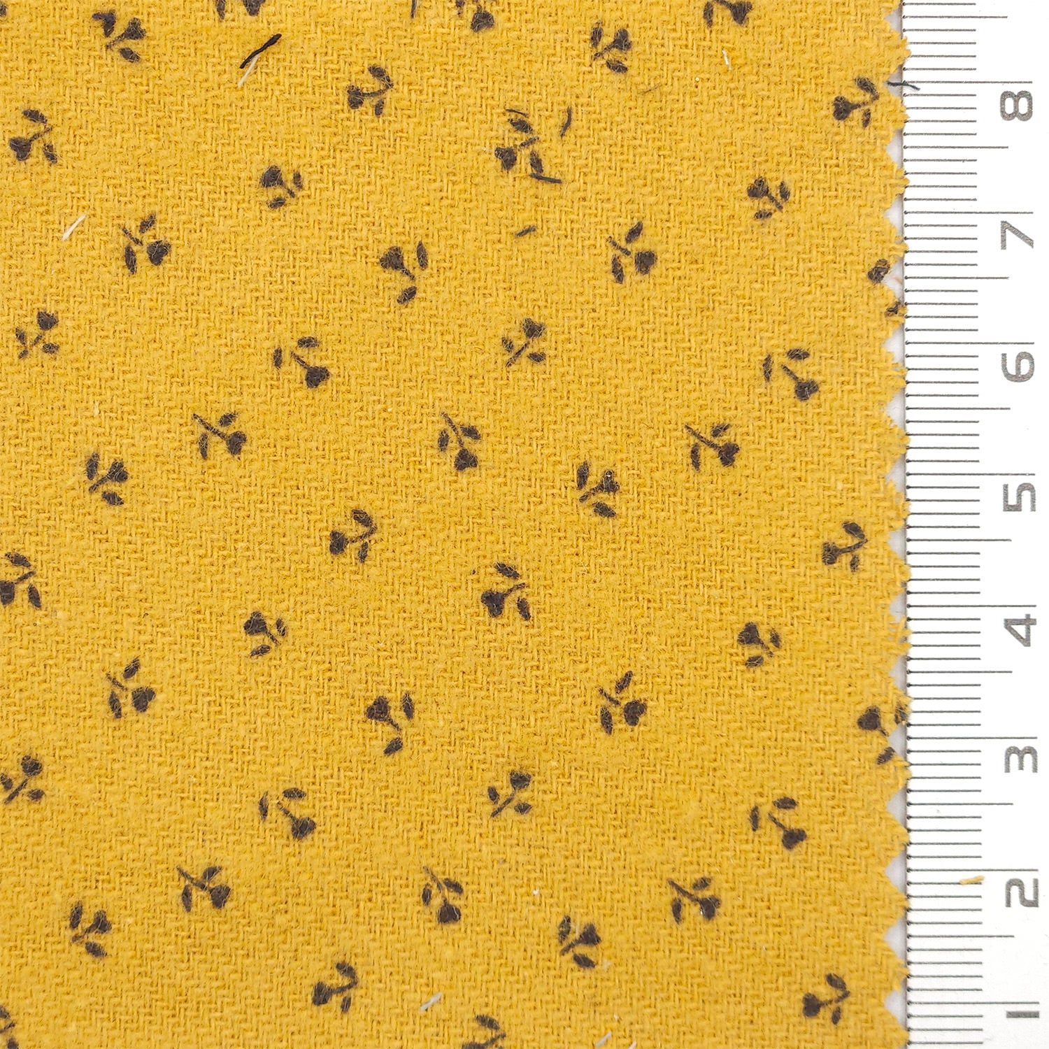 Scattered Floral Front Brushed Print Twill Cotton Woven Fabric - FAB 1748 - 1.Yellow