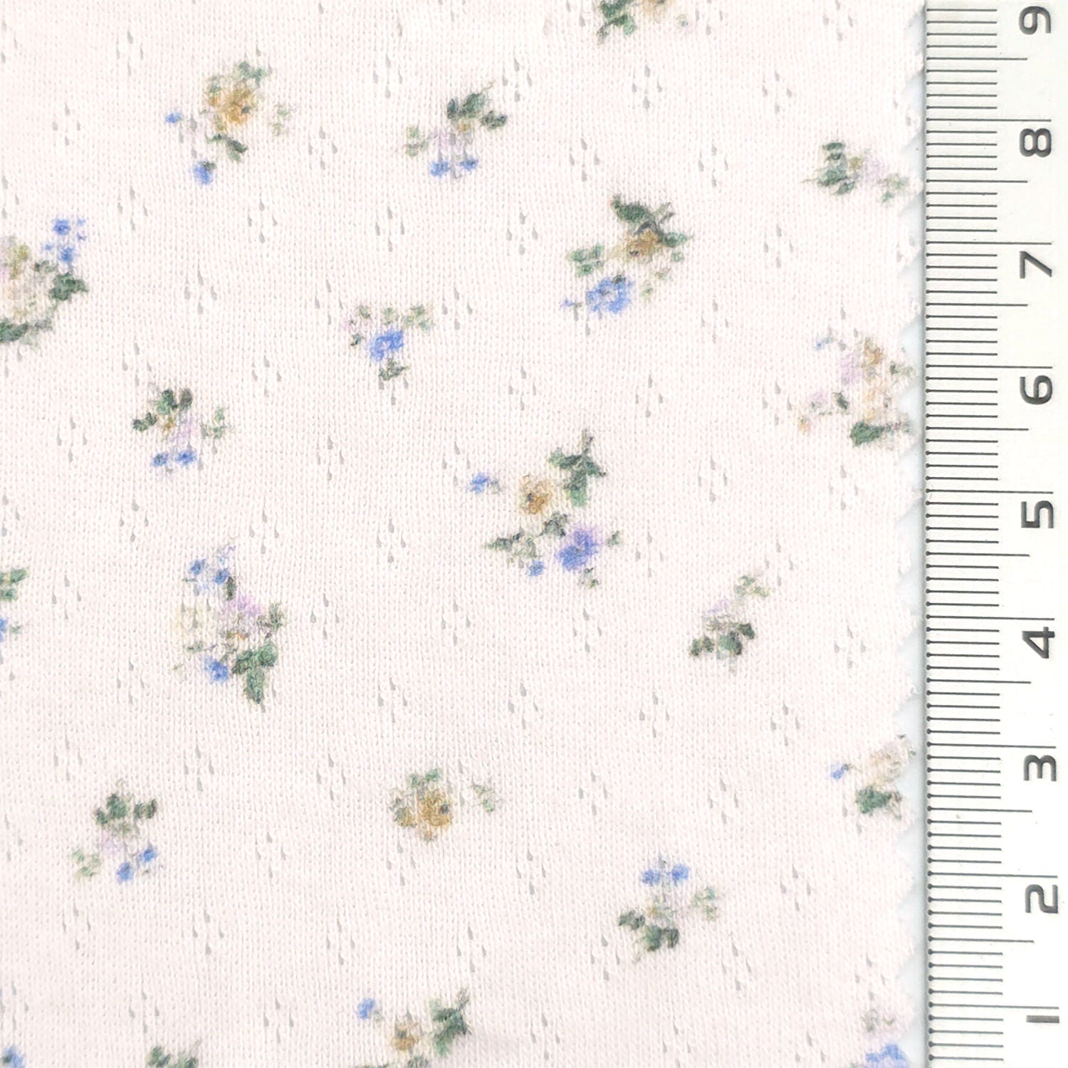 Slight Pink - Ditsy Floral Pointelle Cotton Knit Fabric - FAB1876
