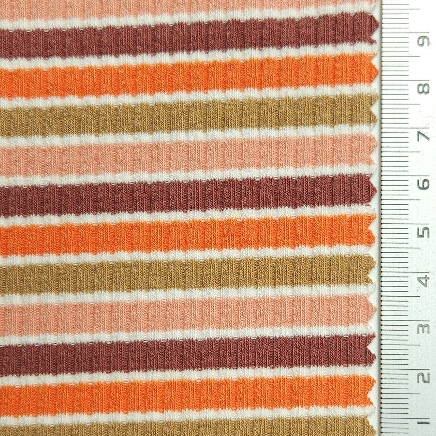 Stripe Rib YarnDyed Spandex Cotton Knit Fabric - FAB 1591 - FAB1591-2