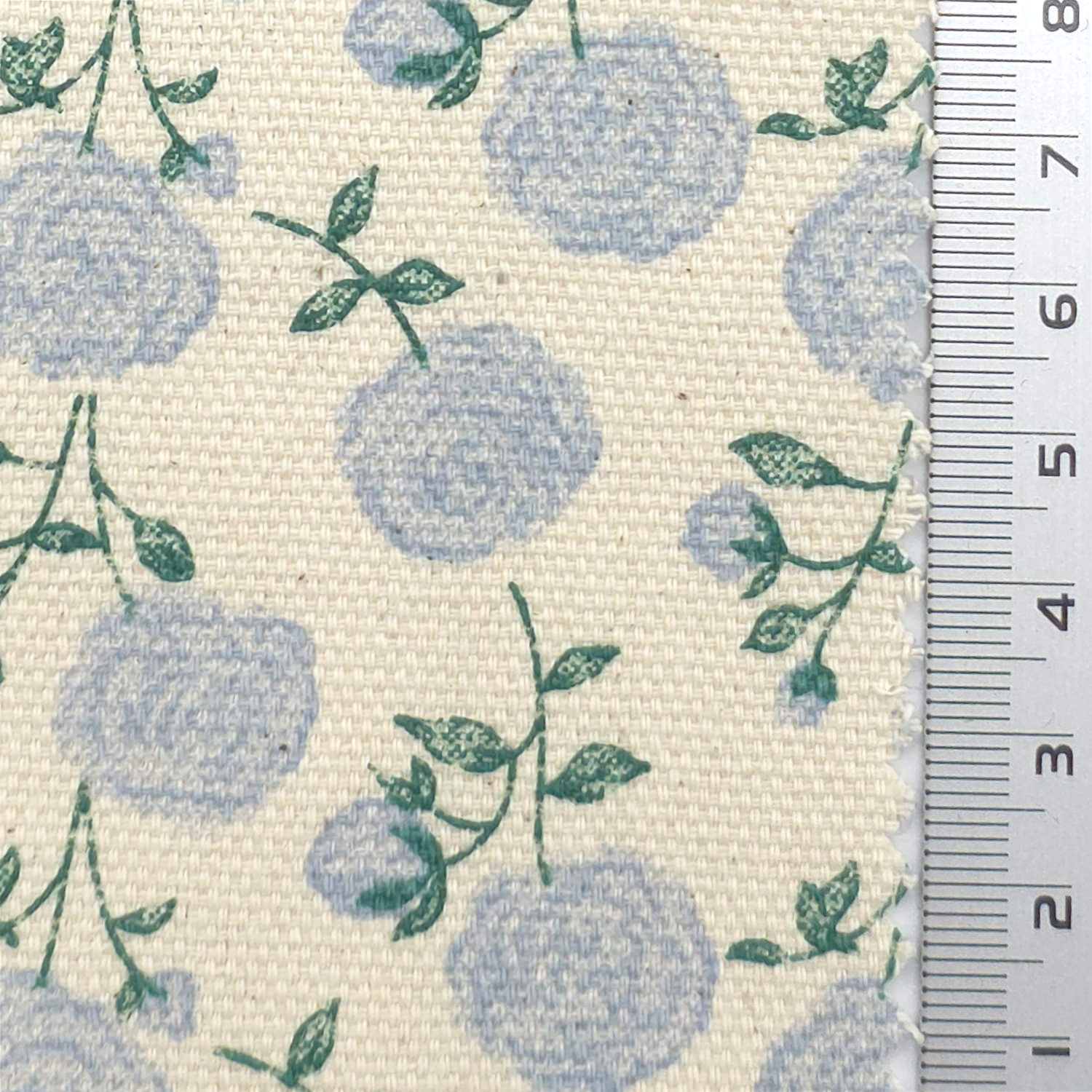 Cream/Light Blue - 10 Count Floral Oxford Cotton Woven Fabric - FAB1912