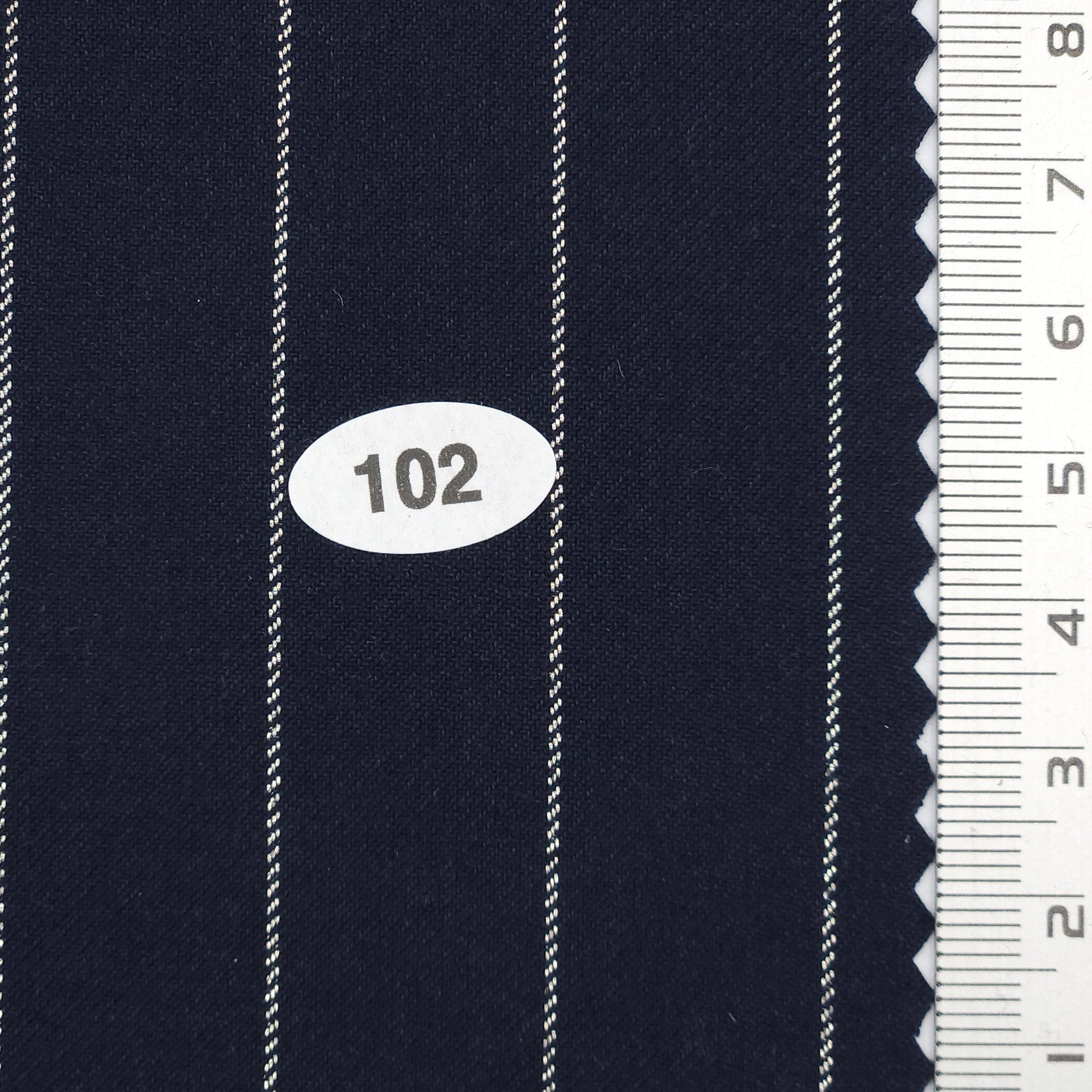 20 mm Pin Stripe Spandex Polyester Metallic Rayon Woven Fabric - FAB 1751 - 2.Navy