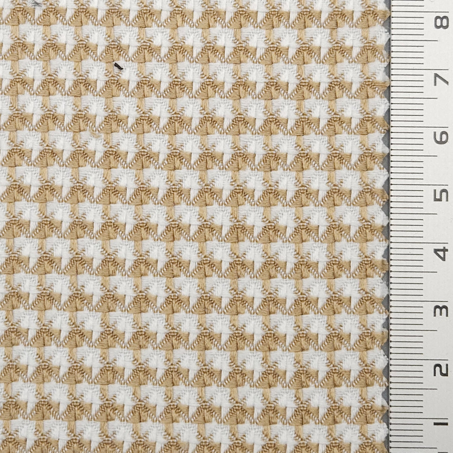 Houndstooth YarnDyed Polyester Spandex Woven Fabric - FAB 1686 - 2.Beige