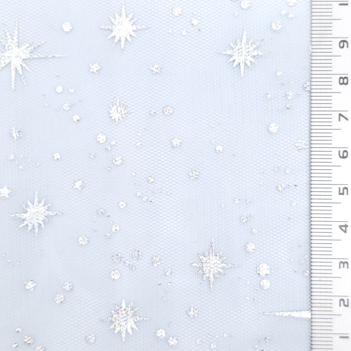 Star Foil Poly Knit Fabric - FAB1949 - Very Light Blue