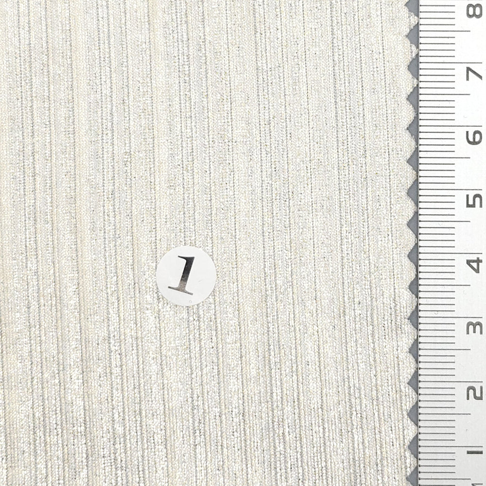 Solid Foil Irregular Slinky Polyester Spandex Knit Fabric - FAB1697 - 1.White/Silver (2)-2.White/Gold (1)-3.Grey/Silver (3)-4.Grey/Gold (4)-5.Beige/Silver (6)-6.Beige/Gold (7)-7.Royal/Silver (8)-8.Brown/Gold (9)-9.Teal/Silver (10)-10.Brown/Silver (11)